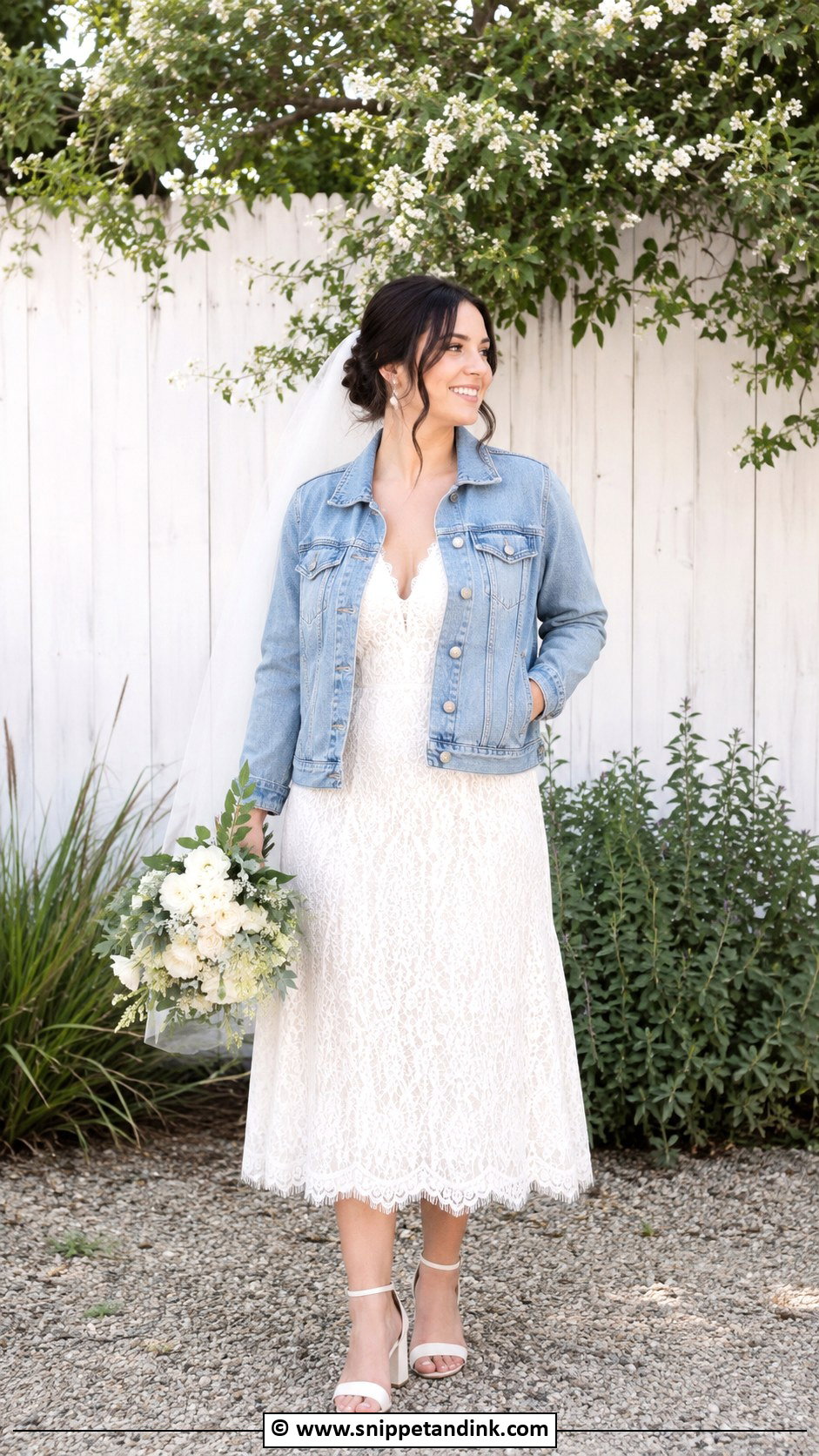 Alt Bride Denim Jacket Wedding Outfit - Snippet and Ink - 30 Alt Bride Ideas