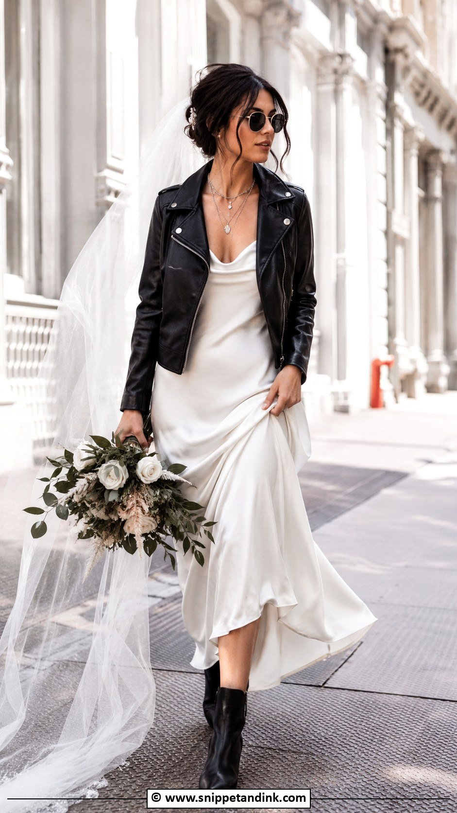 Alt Bride Leather Jacket Wedding Outfit - Snippet and Ink - 30 Alt Bride Ideas