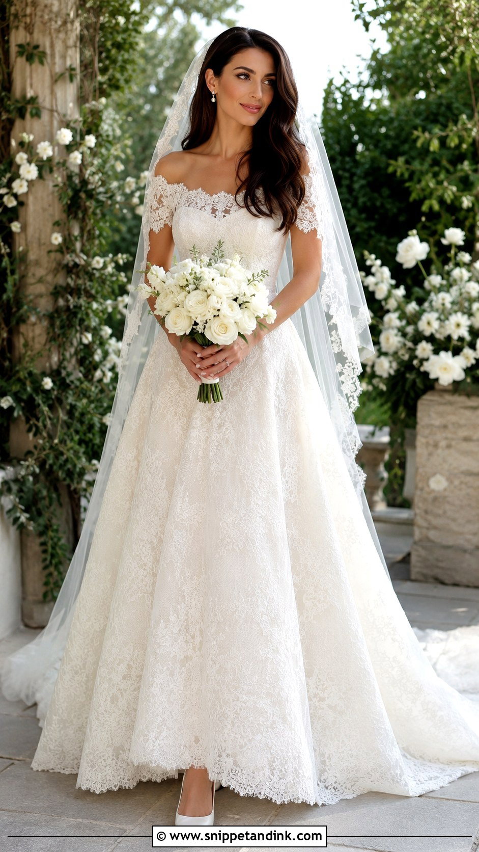 Amal Clooney Off Shoulder Wedding Dress - Snippet and Ink - 20 Celebrity Brides Ideas