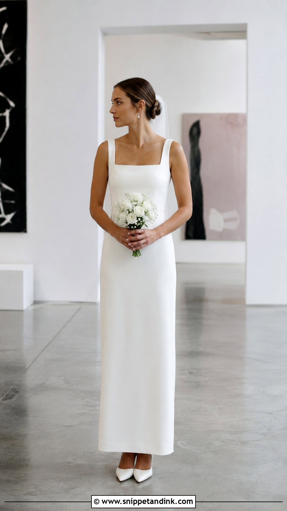 Amazon Square Neck Crepe Wedding Dress - Snippet and Ink - 20 Amazon Wedding Dress Ideas