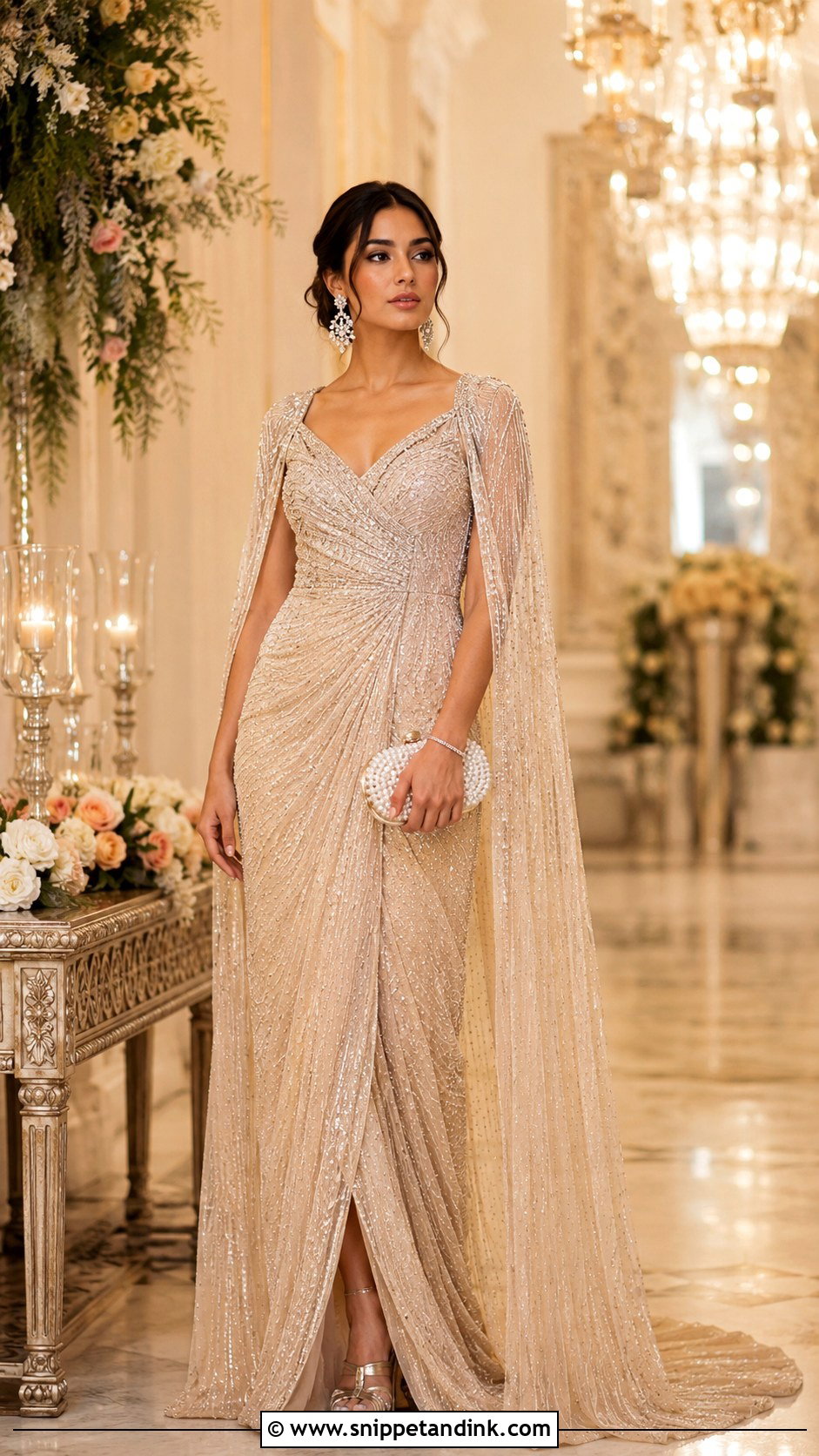Ambani Wedding Champagne Gown Outfit - Snippet and Ink - 25 Ambani Wedding Outfit Ideas