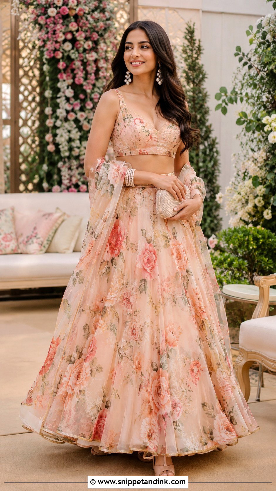 Ambani Wedding Floral Lehenga Outfit - Snippet and Ink - 25 Ambani Wedding Outfit Ideas
