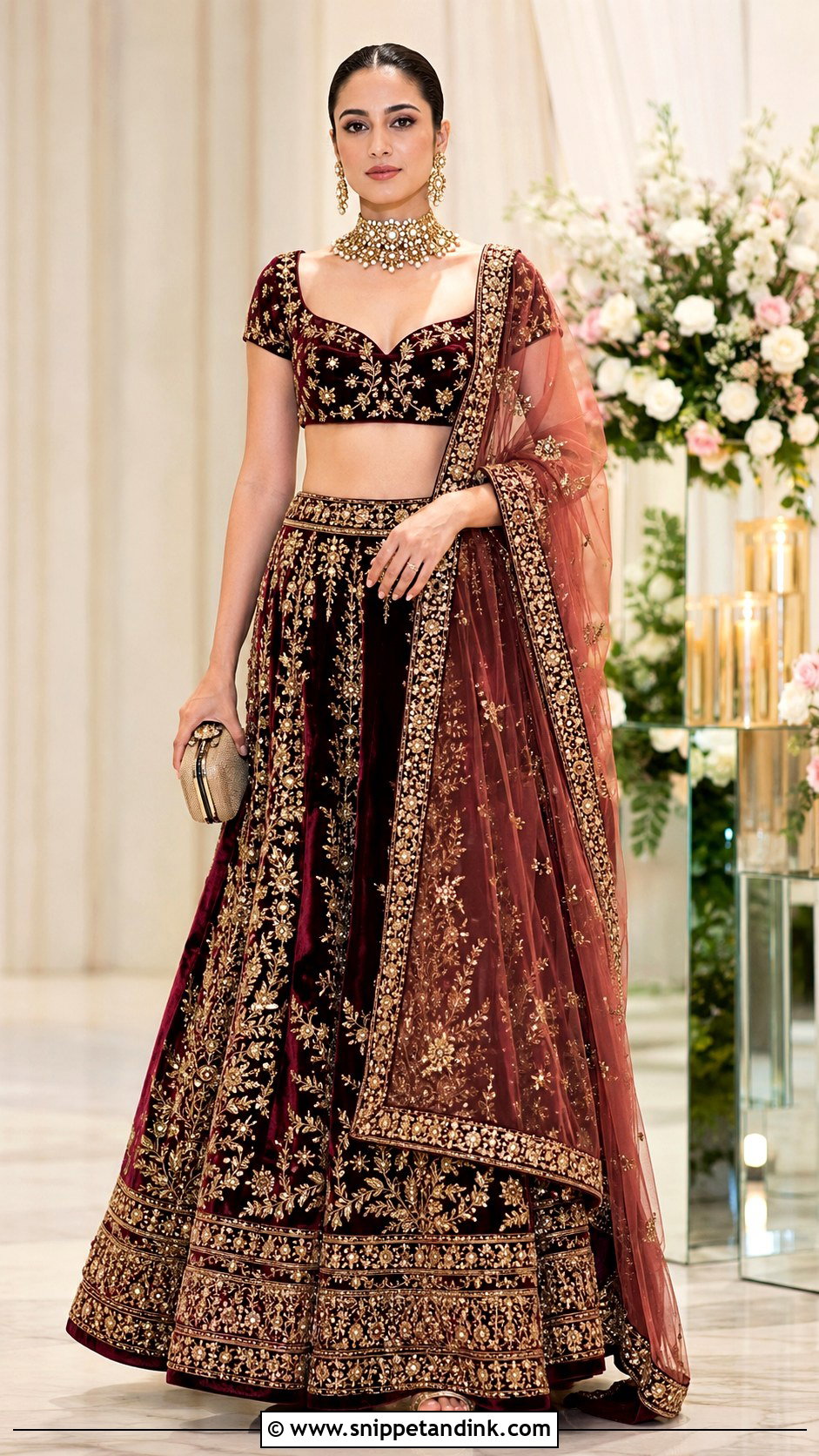 Ambani Wedding Velvet Lehenga Outfit - Snippet and Ink - 25 Ambani Wedding Outfit Ideas