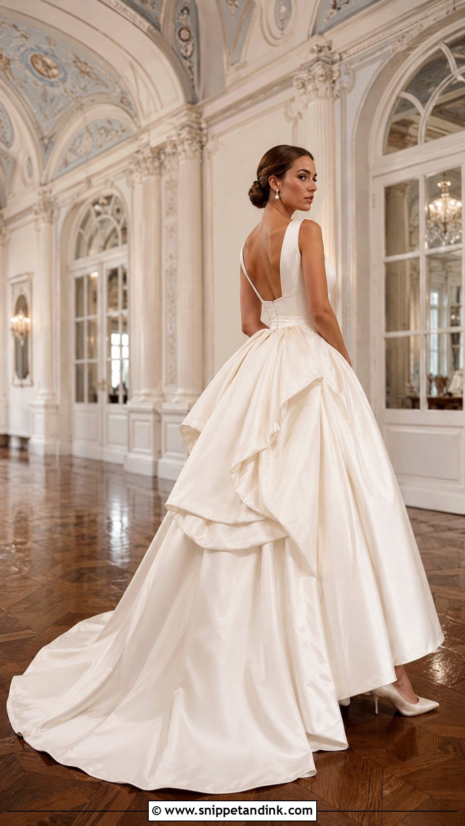 American Bustle Satin Ball Gown - Snippet and Ink - 20 Bustled Wedding Dress Ideas
