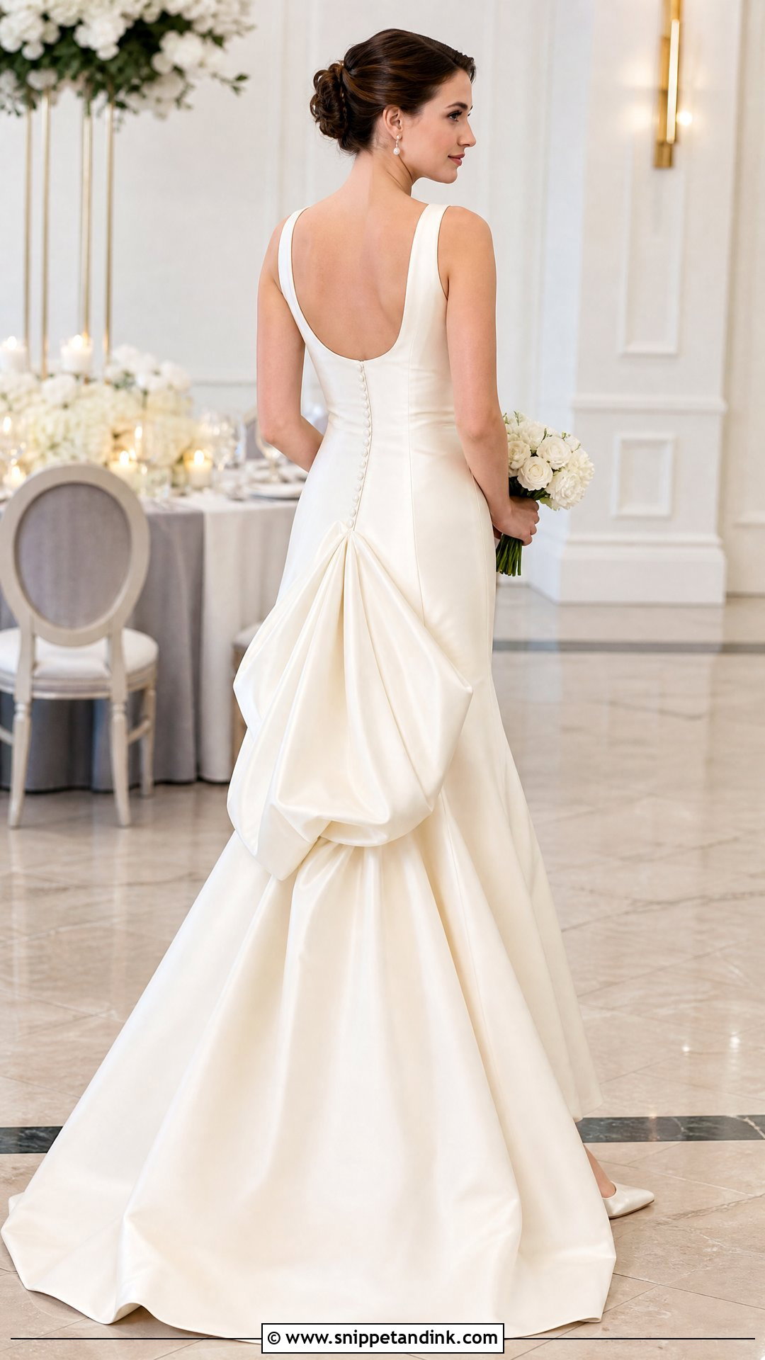 American Bustle for an A Line Wedding Dress - Snippet and Ink - 20 Wedding Dress Train Bustle Ideas
