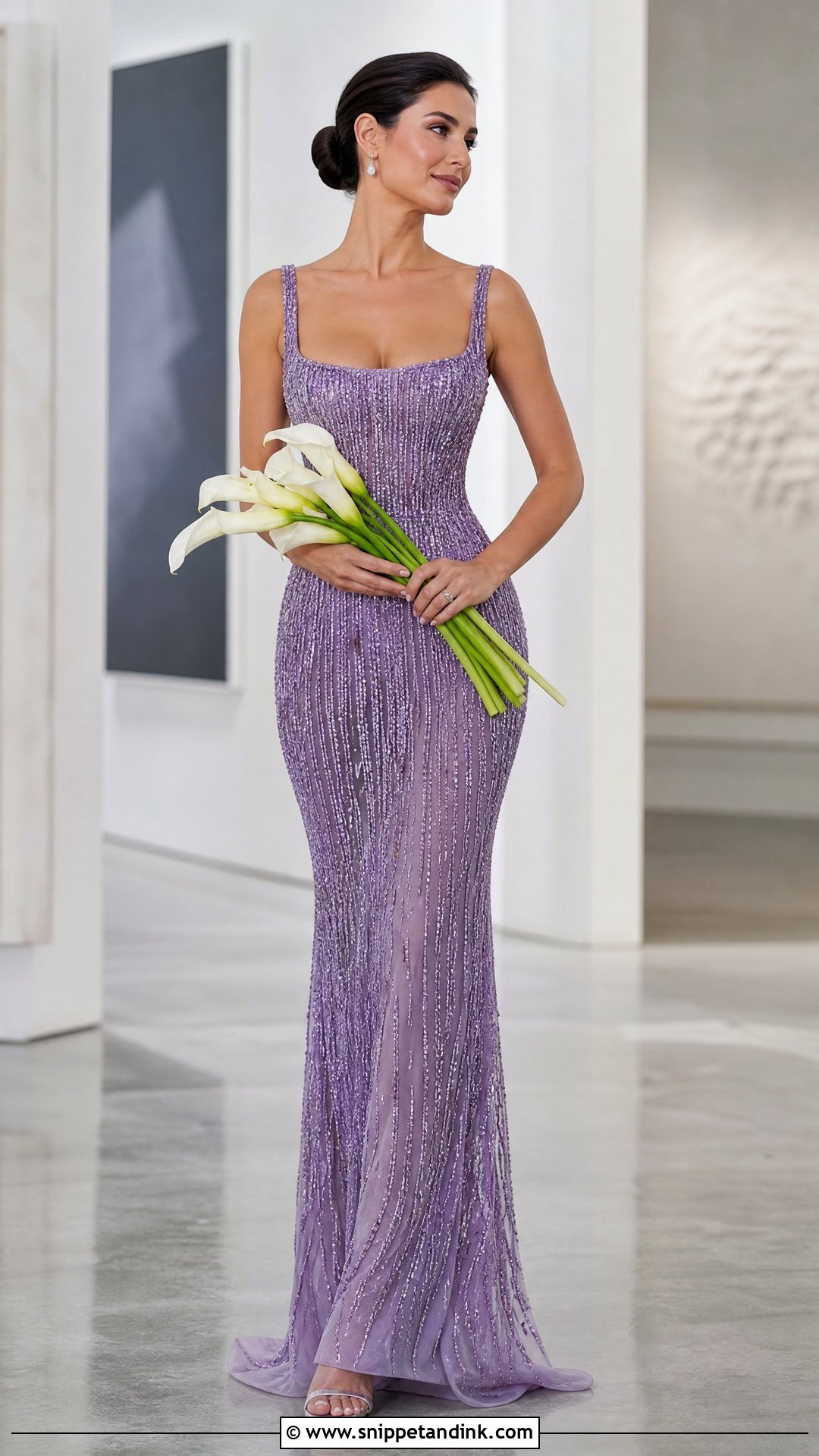 Amethyst Beaded Column Wedding Dress - Snippet and Ink - 25 Purple Wedding Dresses