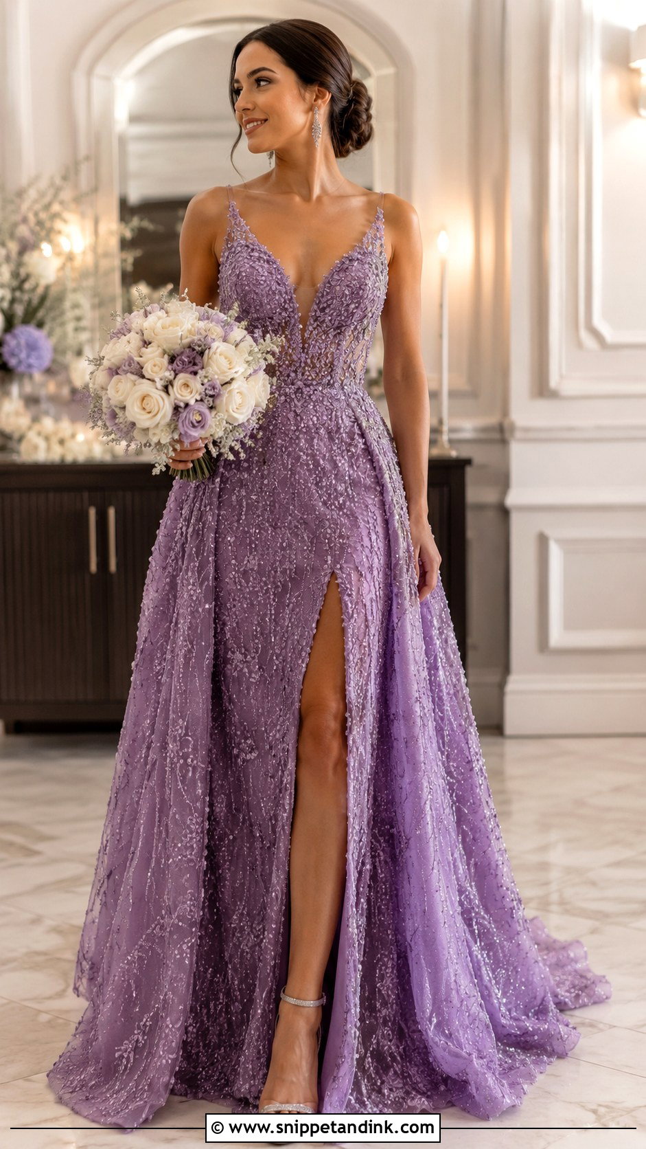 Amethyst Beaded Purple Wedding Gown - Snippet and Ink - 25 Purple Wedding Gown Ideas