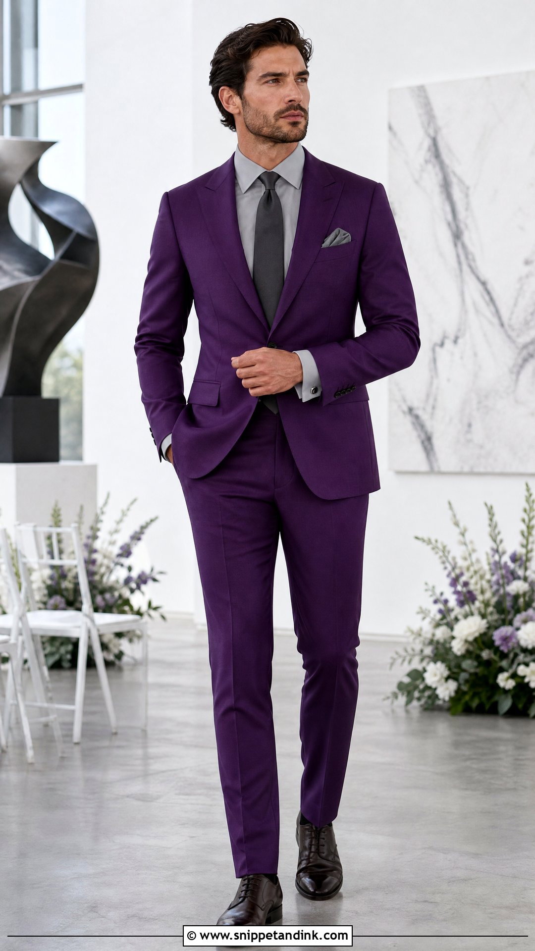 Amethyst Peak Lapel Wedding Suit - Snippet and Ink - 20 Purple Wedding Suit Ideas