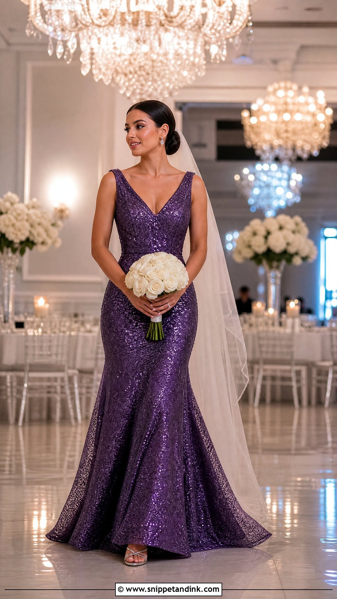 Amethyst Sequin Purple Wedding Dress - Snippet and Ink - 20 Purple Bride Dress Ideas
