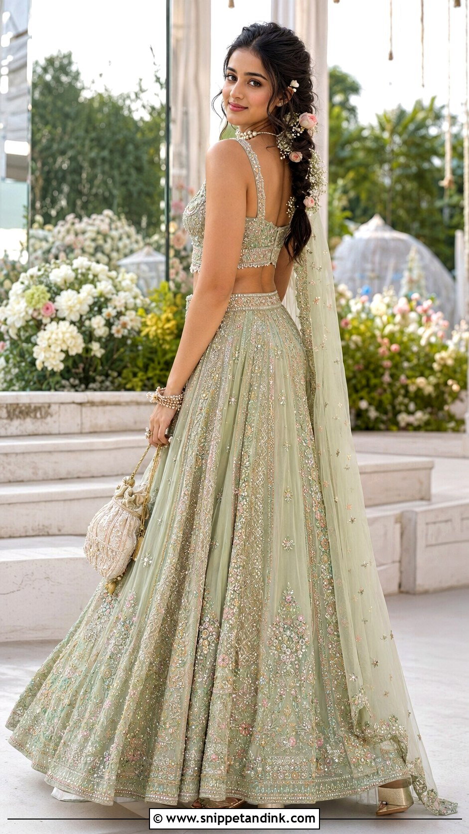 Ananya Panday Sage Green Lehenga - Snippet and Ink - 20 Anant Ambani Wedding Outfits