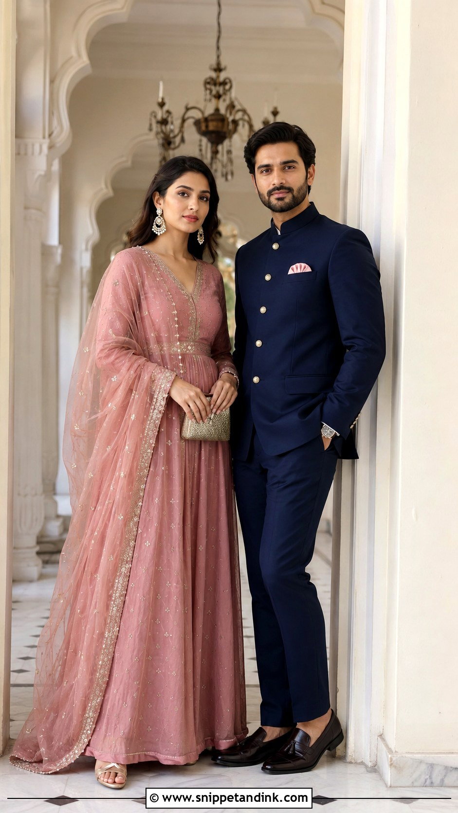 Anarkali And Bandhgala Pre Wedding Shoot Outfit - Snippet and Ink - 20 Indian Pre Wedding Shoot Outfit Ideas