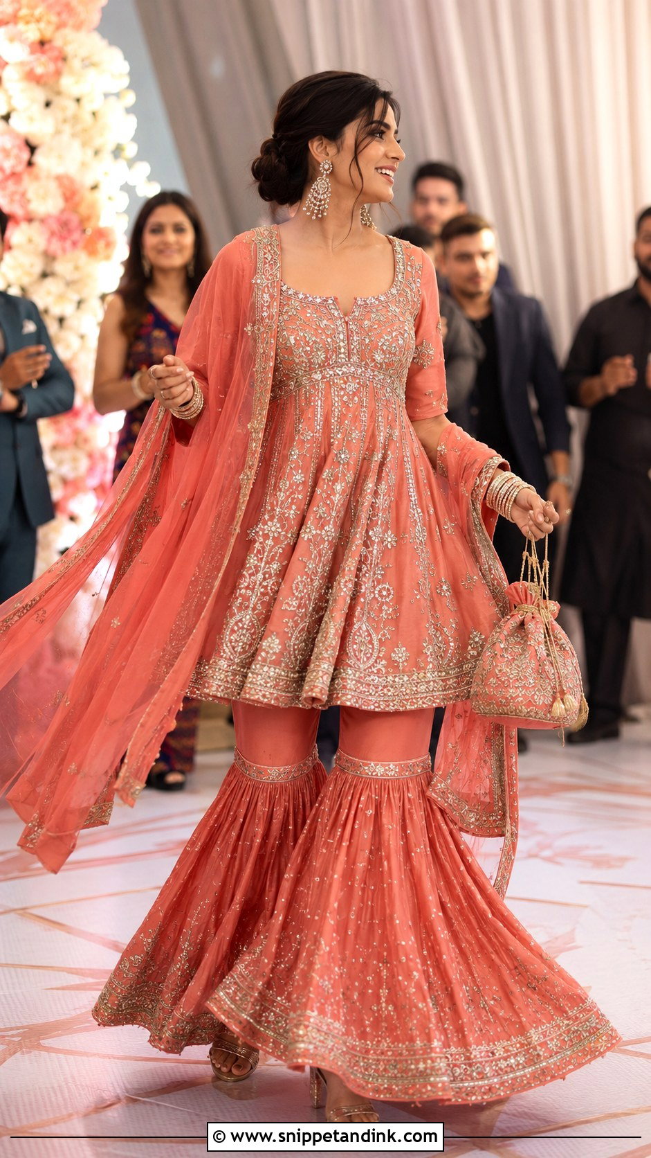 Anarkali Bridal Dress With Sharara Pants - Snippet and Ink - 20 Anarkali Bridal Dress Ideas