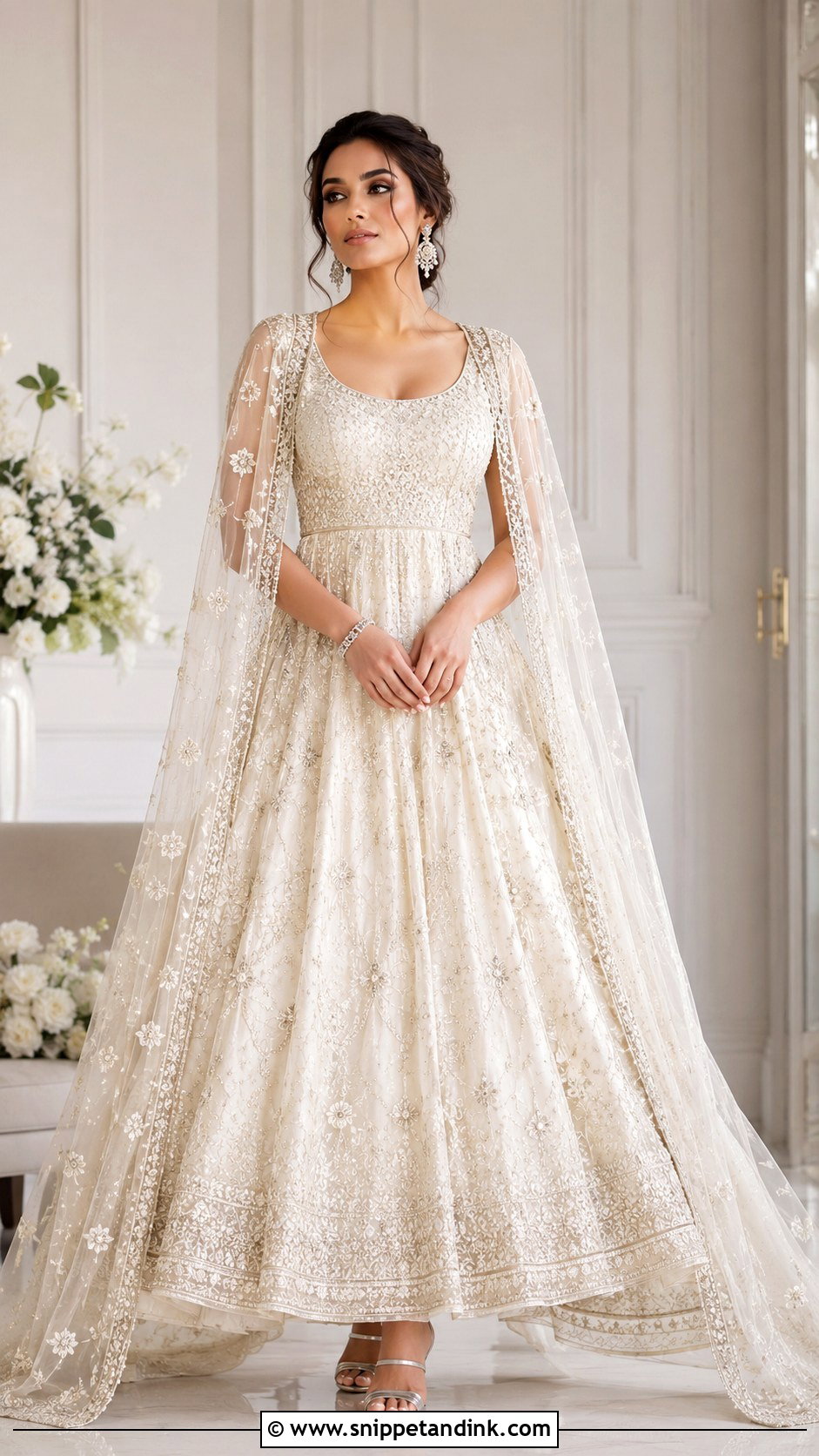 Anarkali Bridal Suit With Cape Dupatta - Snippet and Ink - 25 Bridal Anarkali Suits