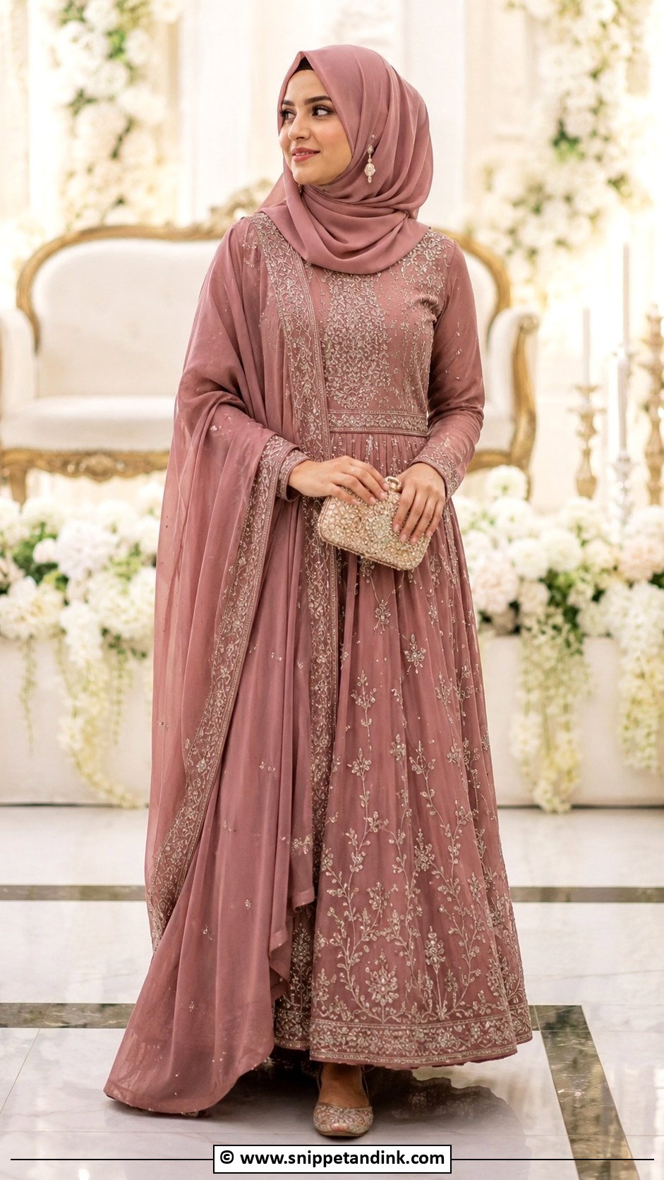 Anarkali Dress Hijab Wedding Outfit - Snippet and Ink - 25 Hijab for Wedding Ideas