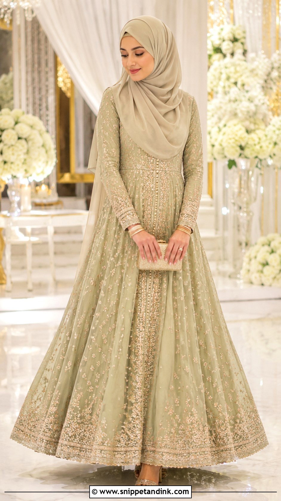 Anarkali Dress With Hijab - Snippet and Ink - 30 Wedding Hijab Styles