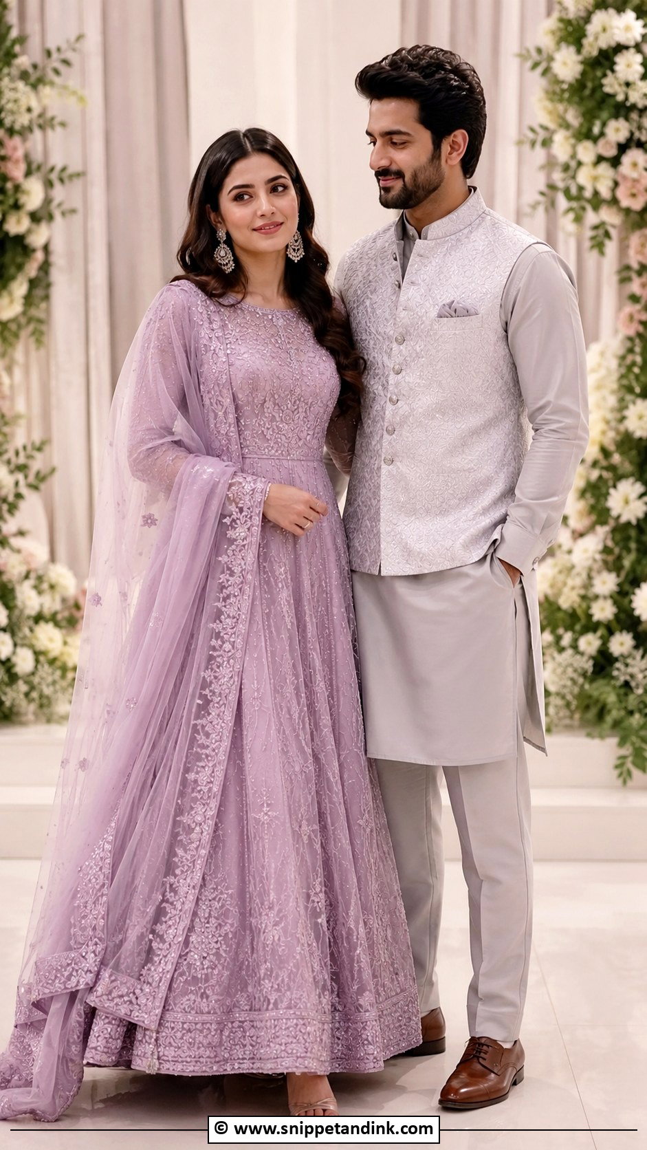 Anarkali Engagement Dress Couple - Snippet and Ink - 30 Engegment Dresses Couple