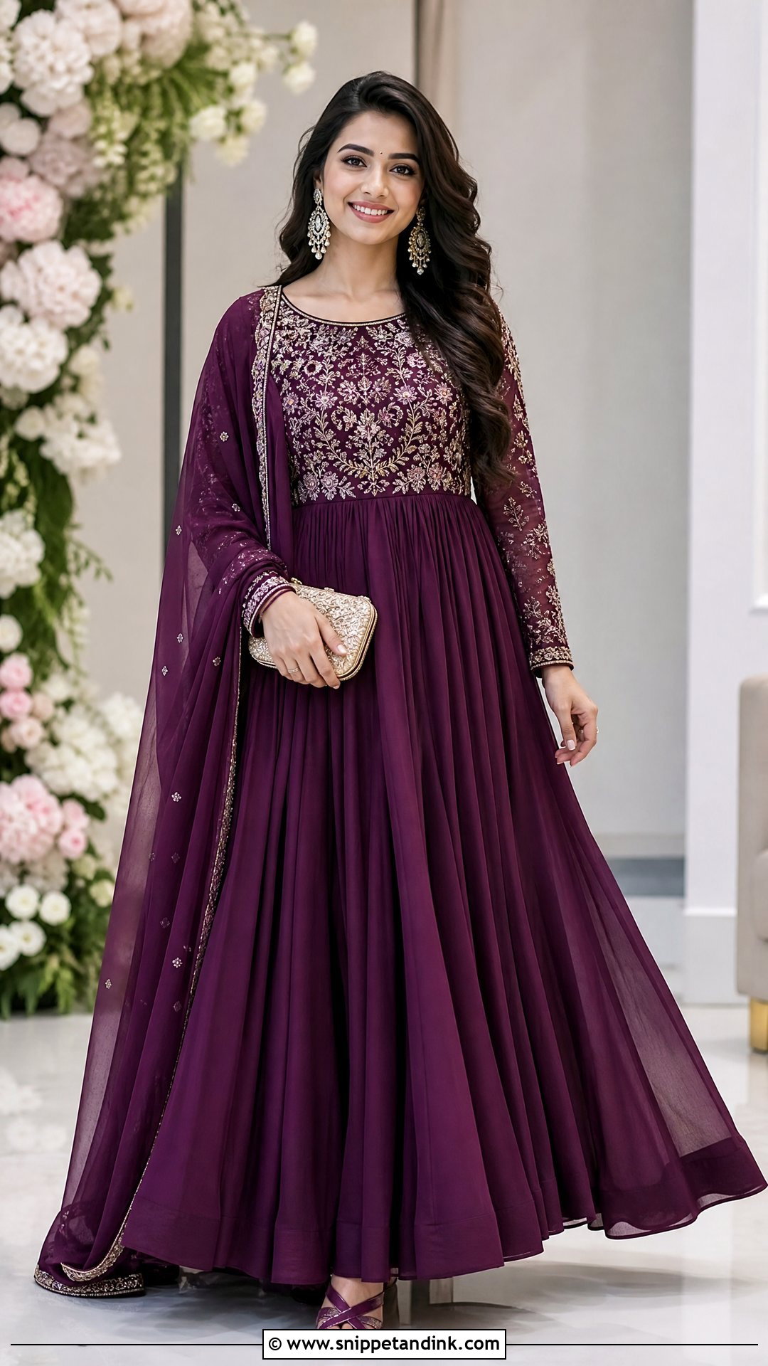 Anarkali Gown Ring Ceremony Outfit - Snippet and Ink - 20 Ring Ceremony Outfit for Bride Ideas