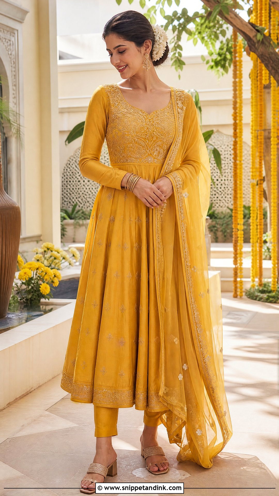 Anarkali Haldi Dress - Snippet and Ink - 20 Haldi Wedding Dress Ideas