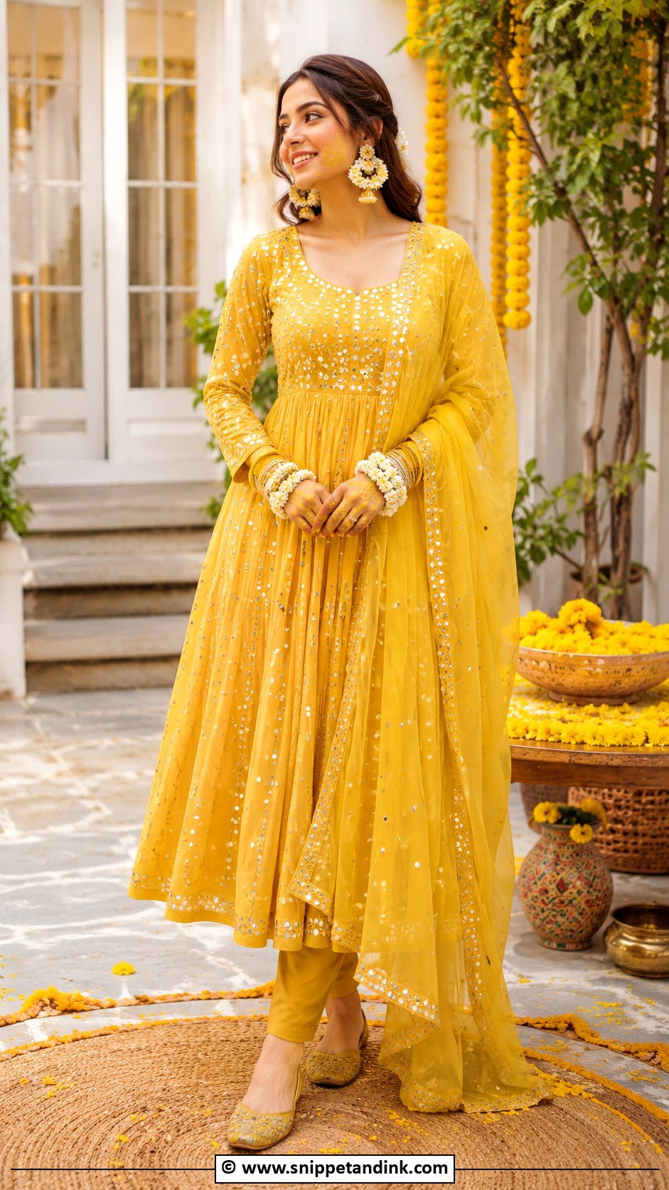 Anarkali Haldi Outfit For Bride - Snippet and Ink - 30 Best Haldi Outfits for Brides