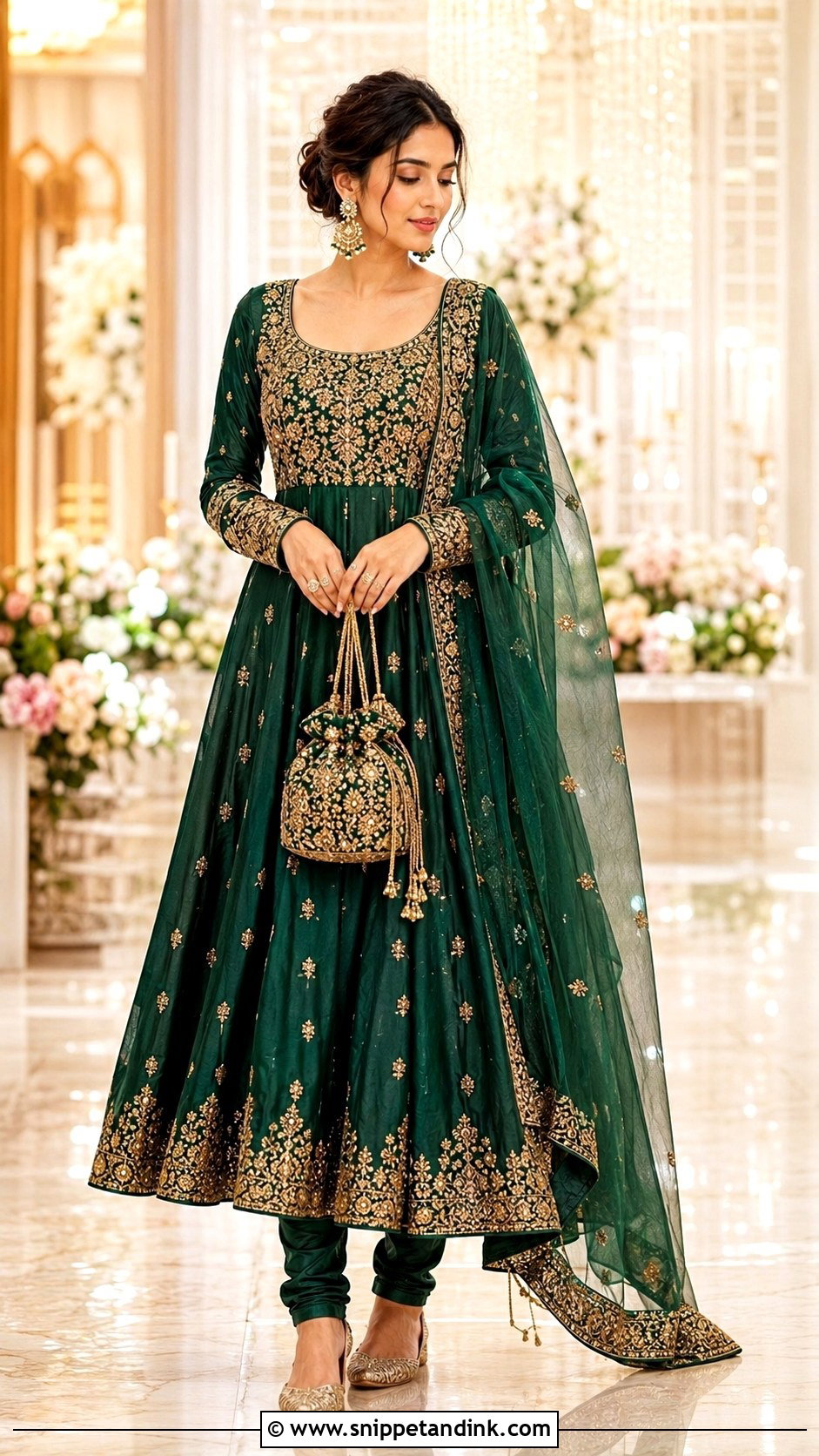 Anarkali Kurti With Churidar - Snippet and Ink - 20 Wedding Kurti Ideas