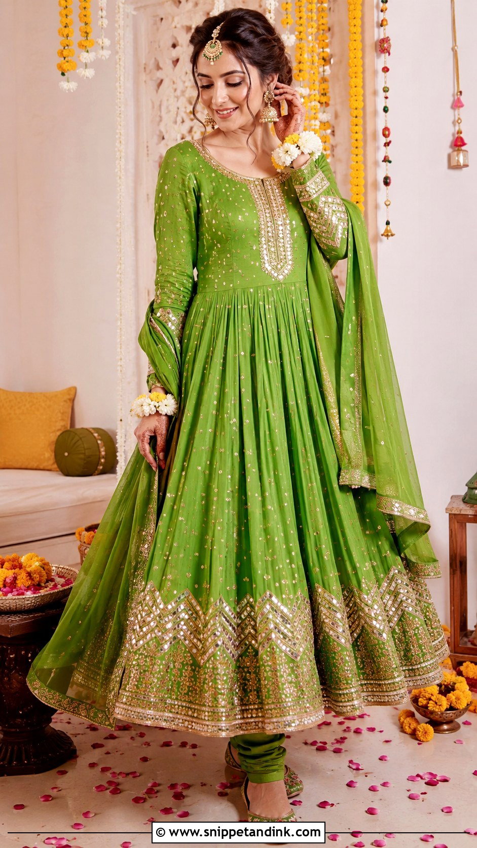 Anarkali Mehndi Dress For Bride - Snippet and Ink - 25 Mehndi Dress Ideas for Bride