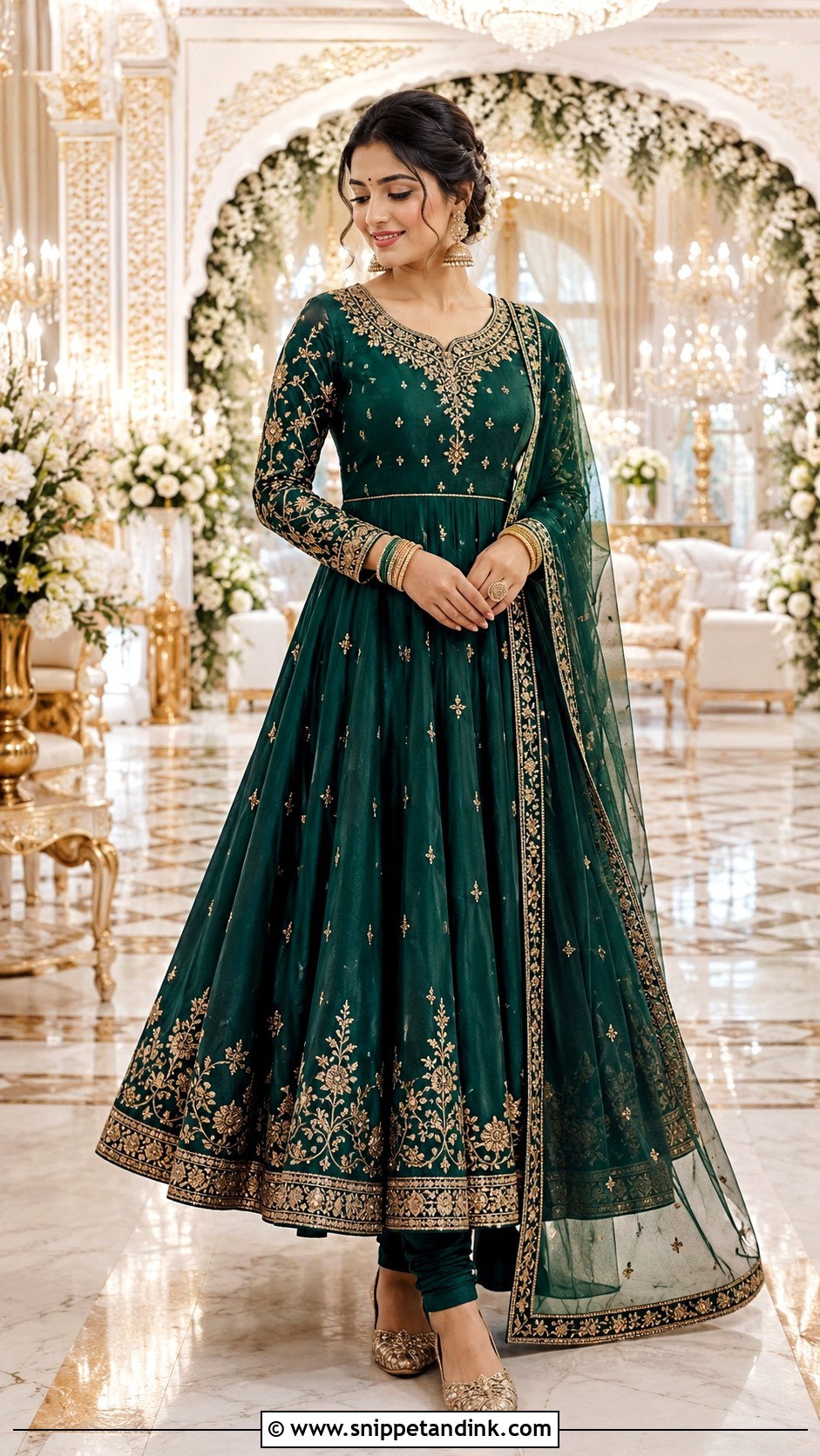 Anarkali Suit With Long Embroidered Sleeves - Snippet and Ink - 20 Indian Wedding Dresses with Sleeves