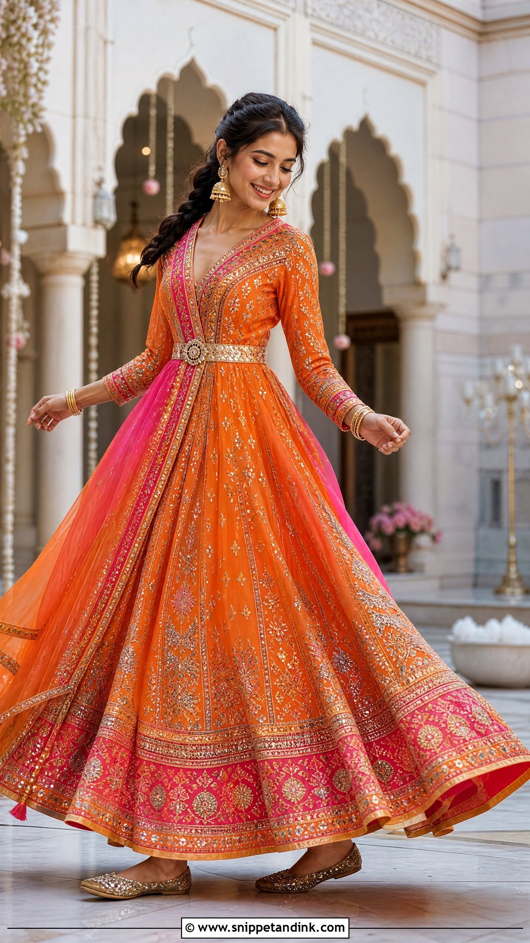 Anarkali Wedding Garba Outfit With Belt - Snippet and Ink - 20 Wedding Garba Outfit Ideas
