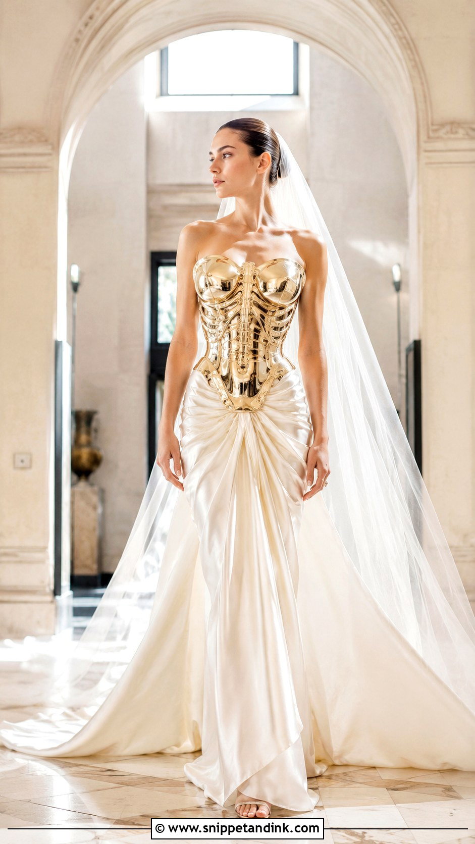 Anatomical Gold Schiaparelli Wedding Dress - Snippet and Ink - 20 Schiaparelli Wedding Dress Ideas