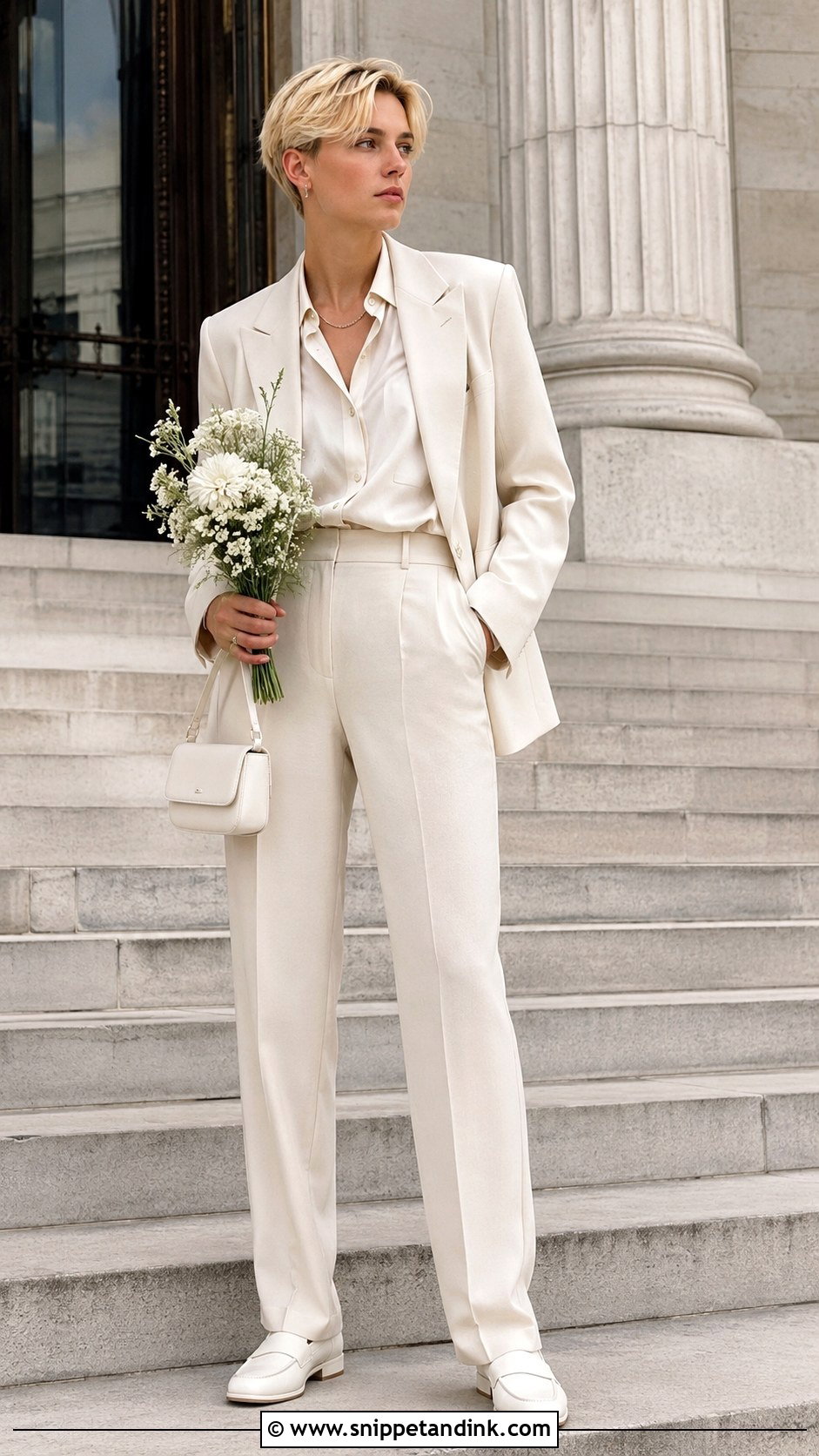 Androgynous Courthouse Wedding Outfit - Snippet and Ink - 25 Androgynous Wedding Attire Ideas