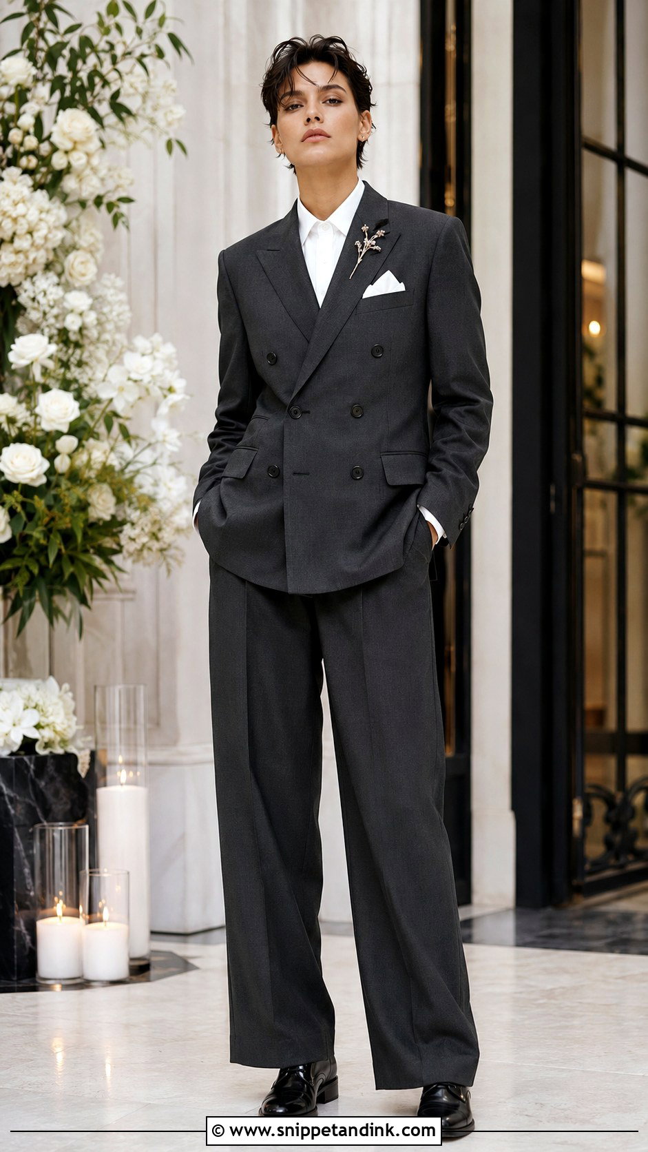 Androgynous Double Breasted Suit Outfit - Snippet and Ink - 25 Androgynous Wedding Attire Ideas