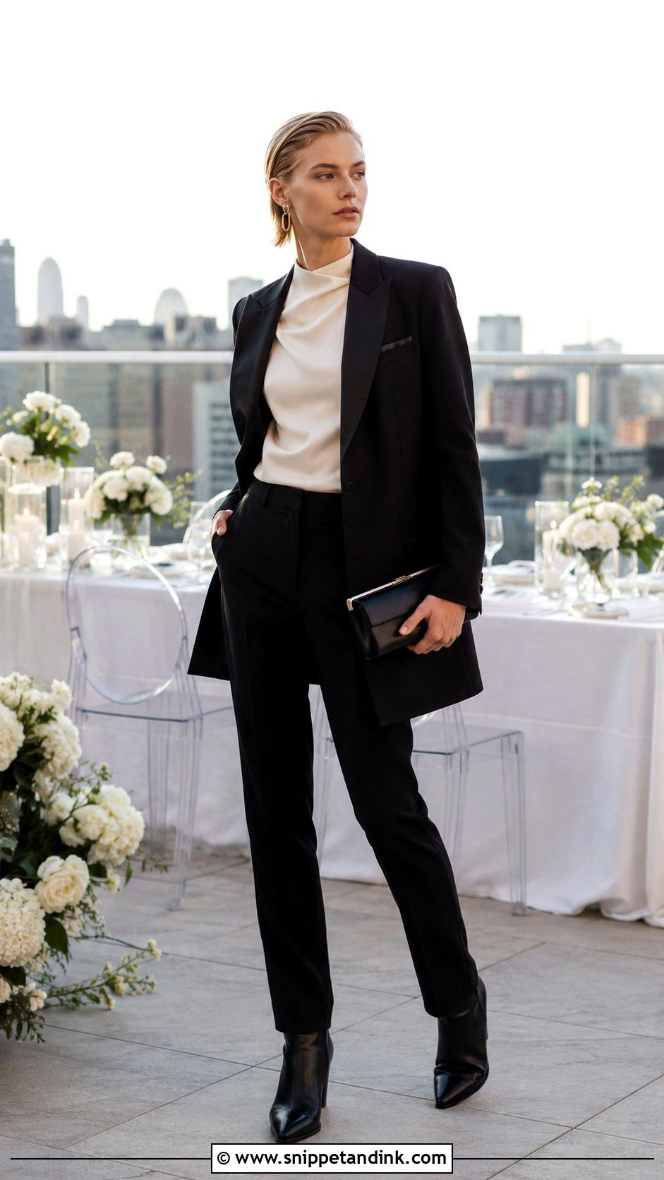 Androgynous Longline Blazer Outfit - Snippet and Ink - 25 Androgynous Wedding Attire Ideas