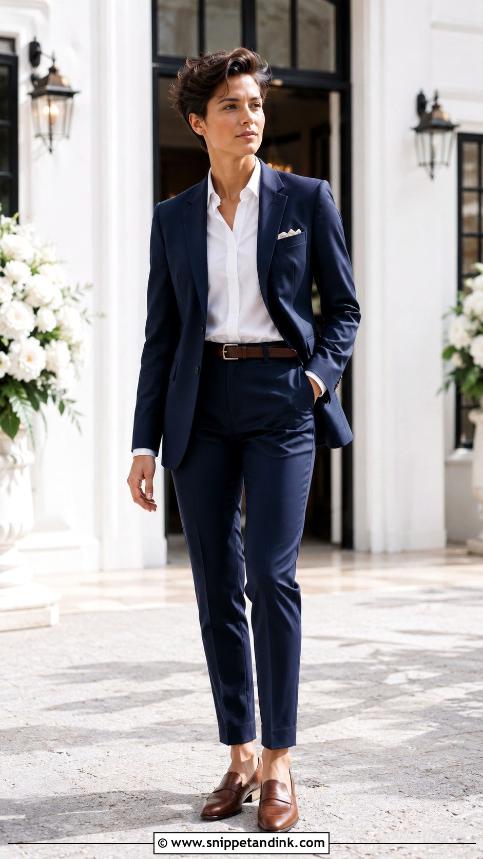Androgynous Navy Suit Outfit - Snippet and Ink - 25 Androgynous Wedding Attire Ideas