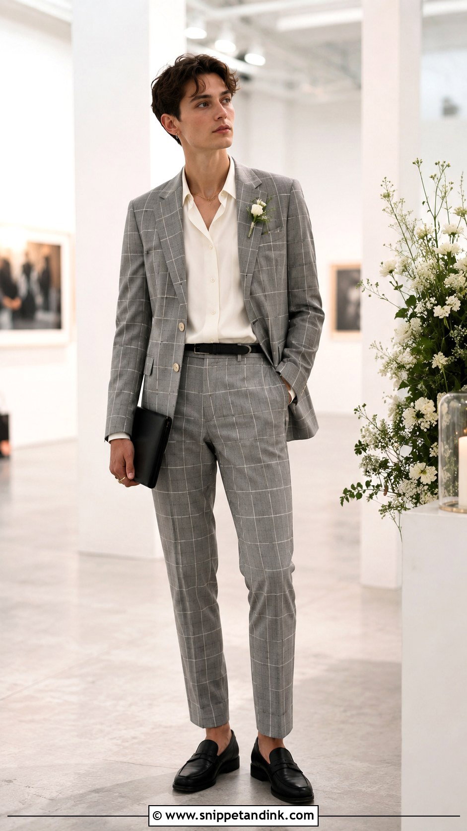Androgynous Patterned Suit Outfit - Snippet and Ink - 25 Androgynous Wedding Attire Ideas