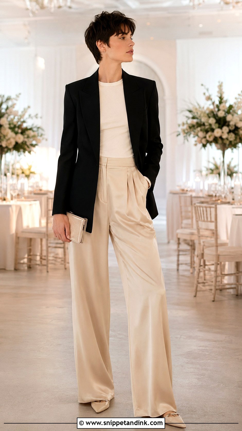 Androgynous Silk Trouser Outfit - Snippet and Ink - 25 Androgynous Wedding Attire Ideas