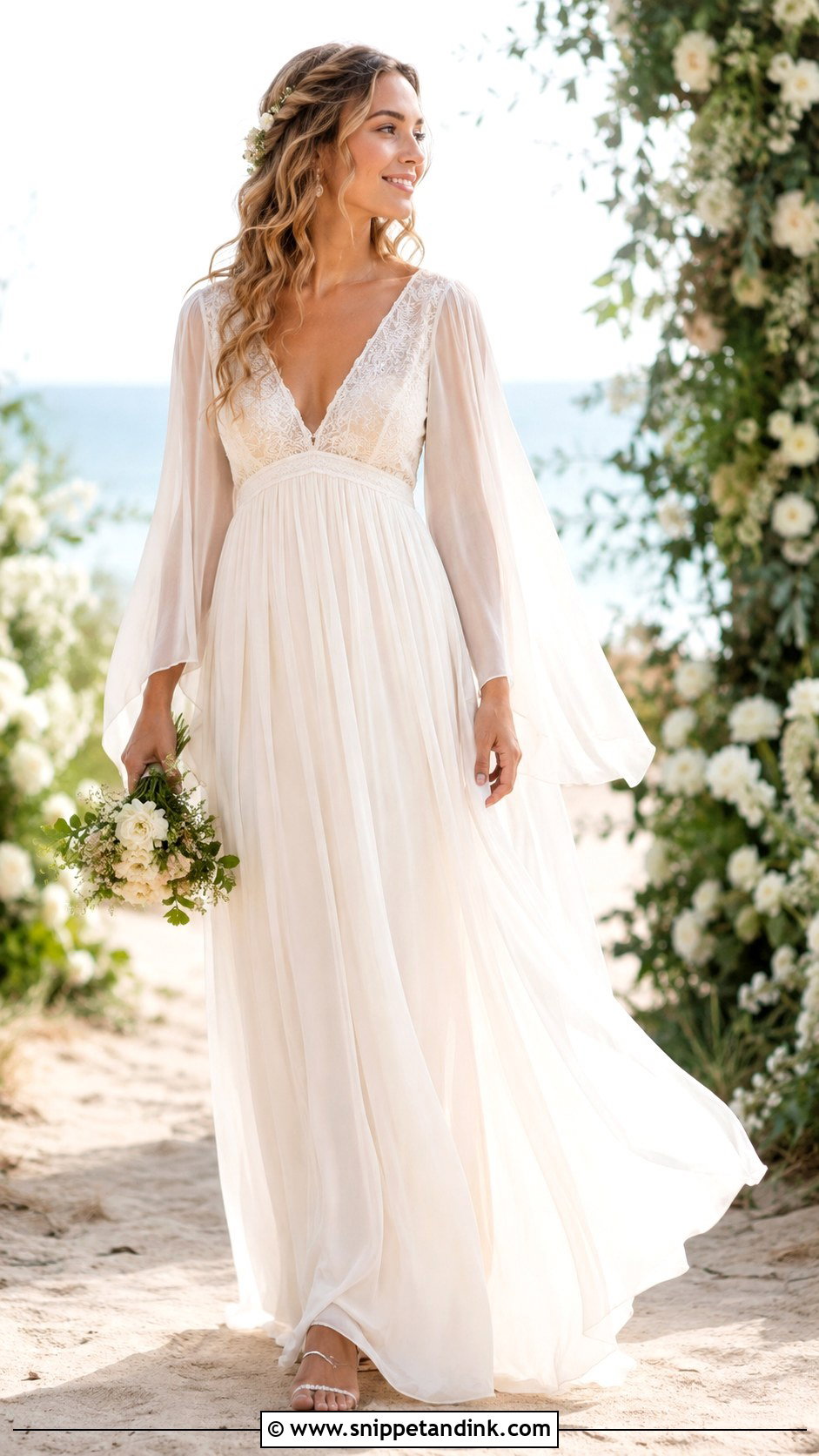 Angel Sleeve Wedding Dress - Snippet and Ink - 25 Vintage 70s Wedding Dress Ideas