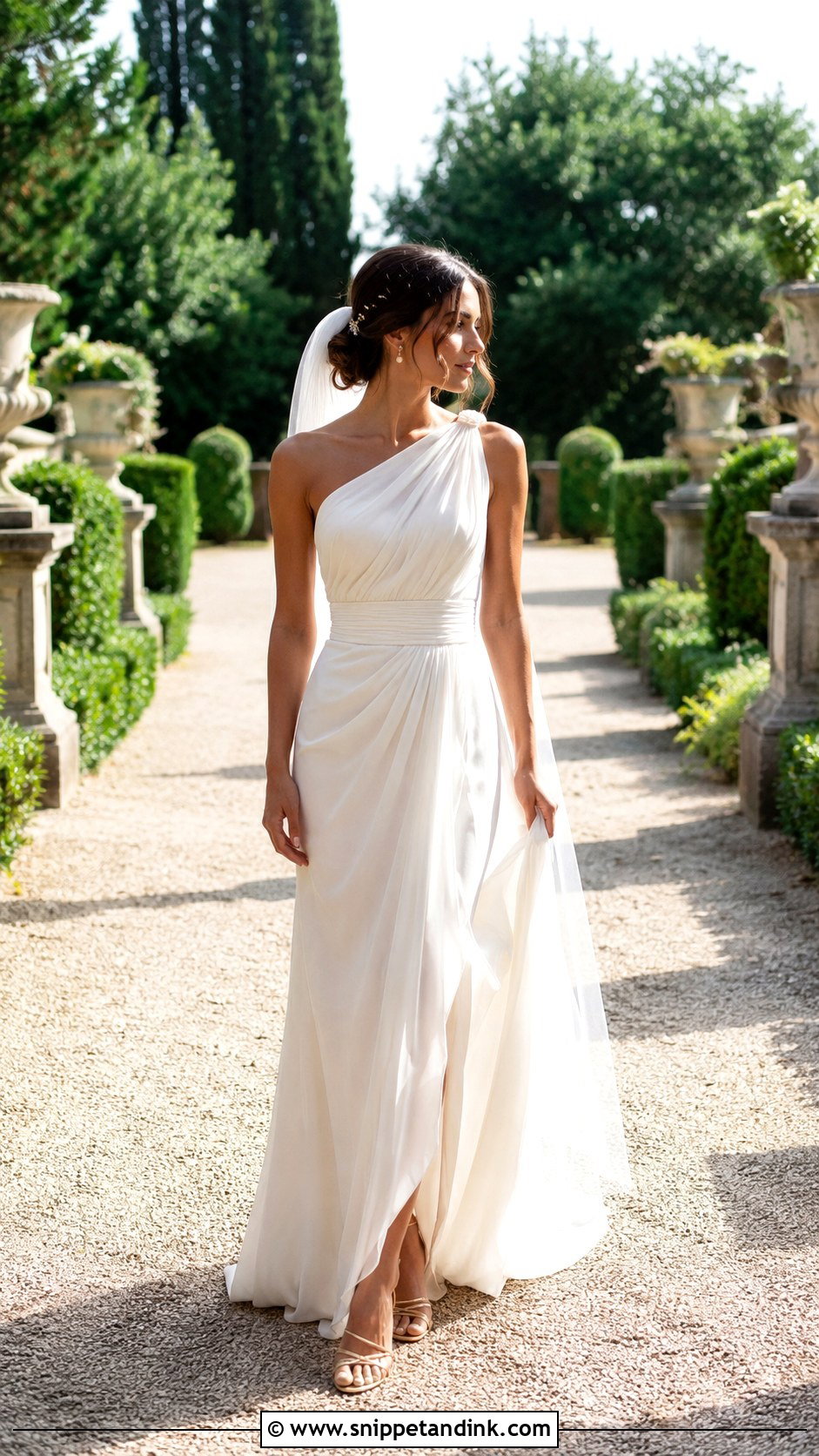 Angelina Jolie Grecian Draped Wedding Dress - Snippet and Ink - 20 Angelina Jolie Wedding Dress Ideas