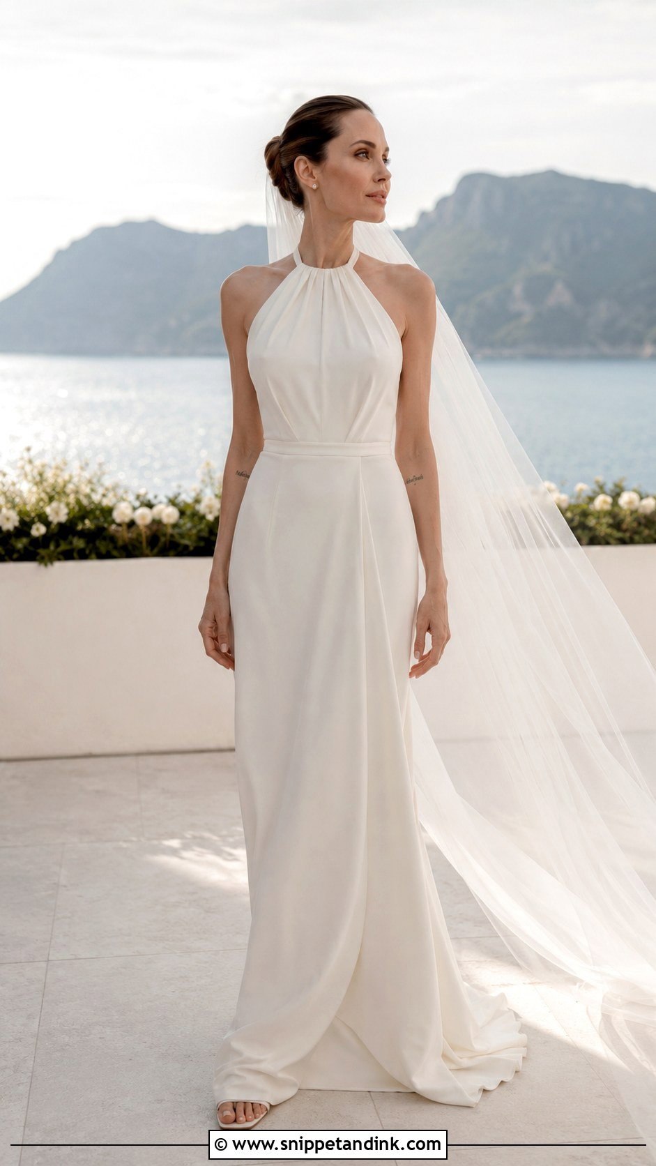 Angelina Jolie Halter Neck Wedding Dress - Snippet and Ink - 20 Angelina Jolie Wedding Dress Ideas
