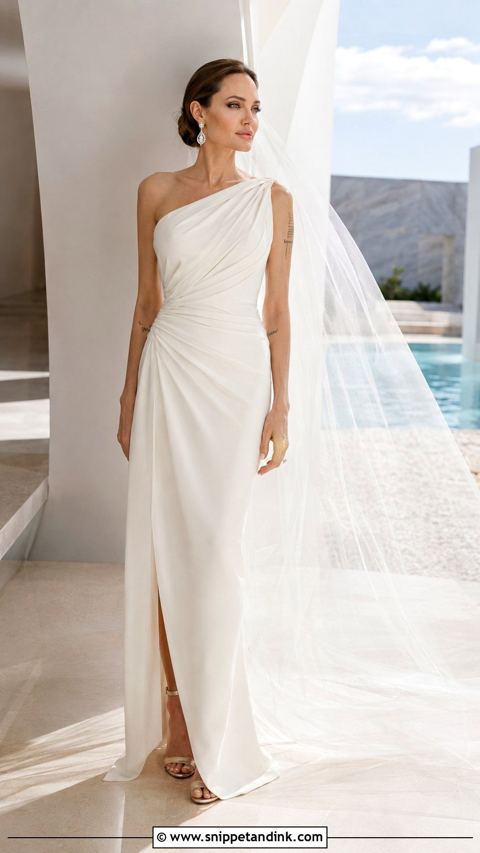 Angelina Jolie One Shoulder Wedding Dress - Snippet and Ink - 20 Angelina Jolie Wedding Dress Ideas