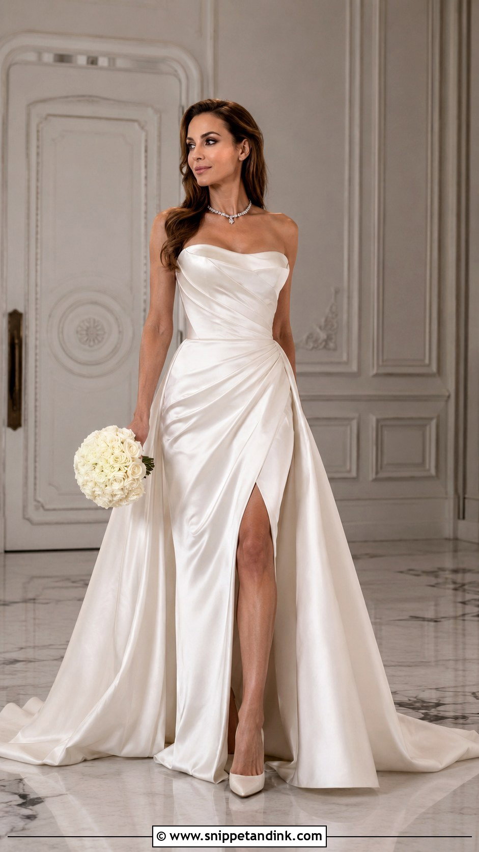 Angelina Jolie Strapless Slit Wedding Dress - Snippet and Ink - 20 Angelina Jolie Wedding Dress Ideas