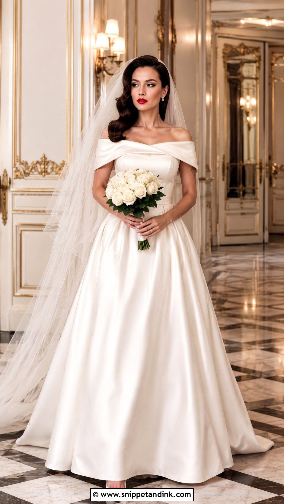 Angelina Jolie Vintage Off Shoulder Wedding Dress - Snippet and Ink - 20 Angelina Jolie Wedding Dress Ideas