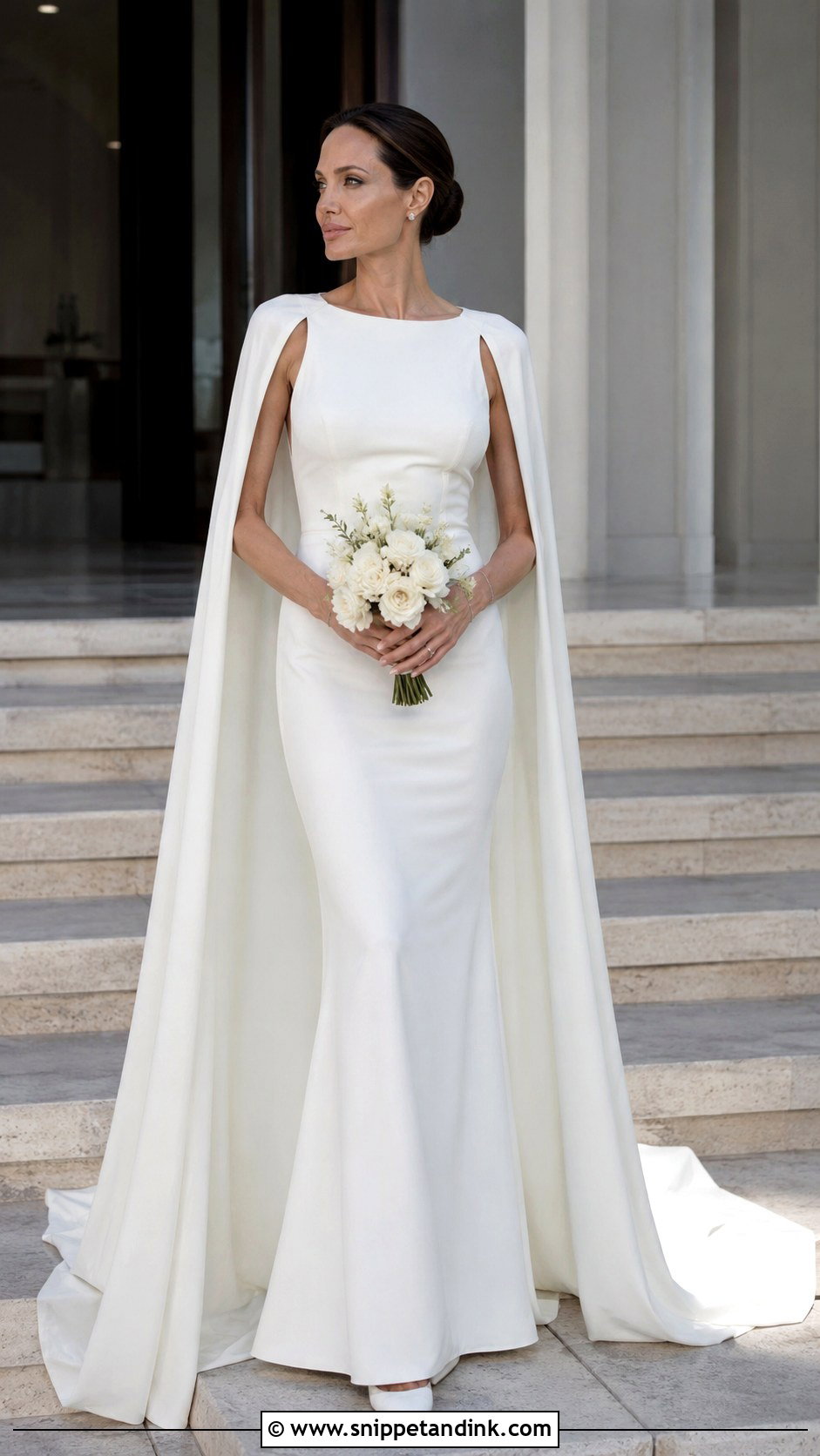 Angelina Jolie White Column Wedding Dress - Snippet and Ink - 20 Angelina Jolie Wedding Dress Ideas