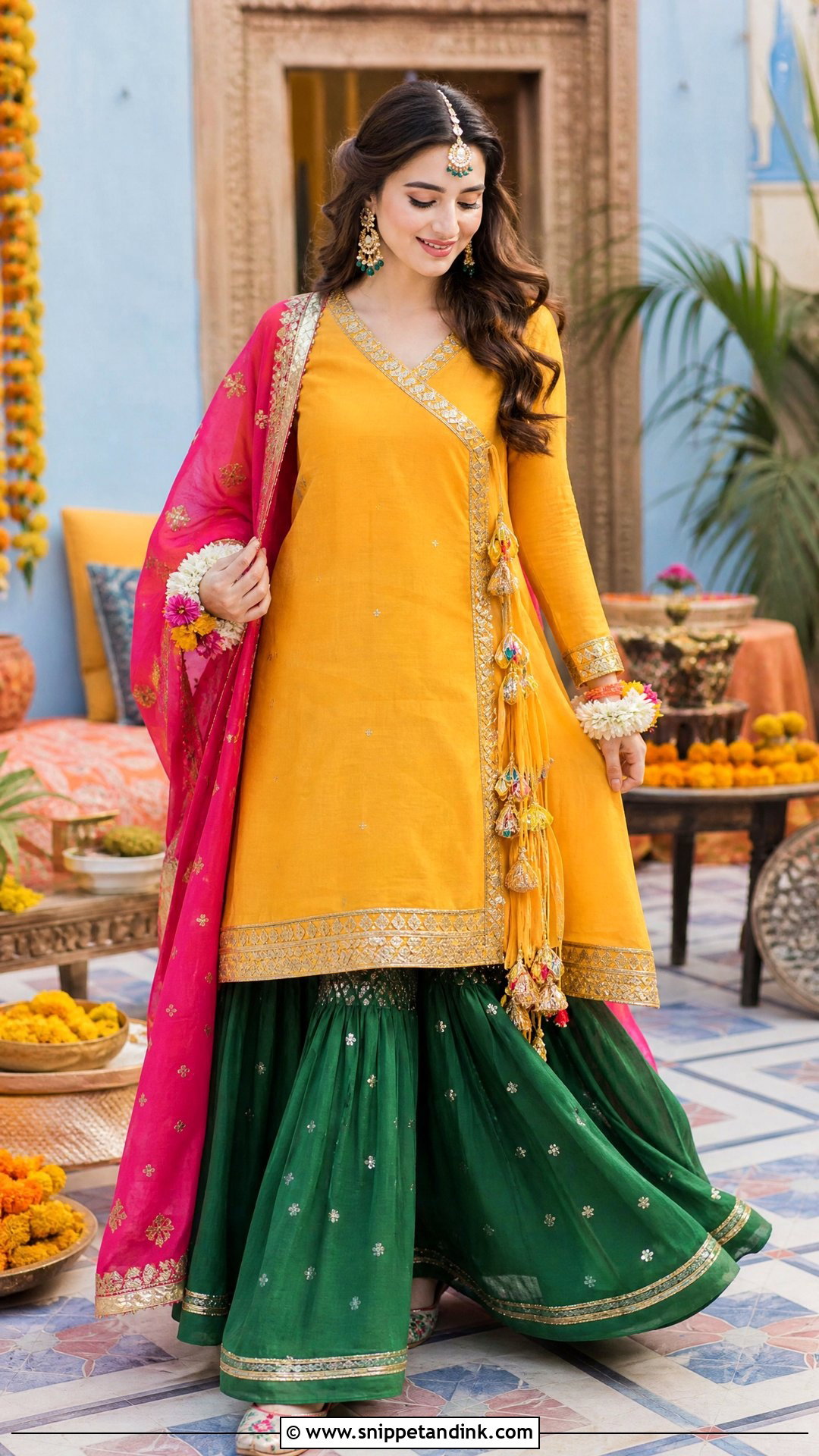 Angrakha Bridal Mehandi Dress - Snippet and Ink - 20 Pakistani Mehandi Dresses for Brides
