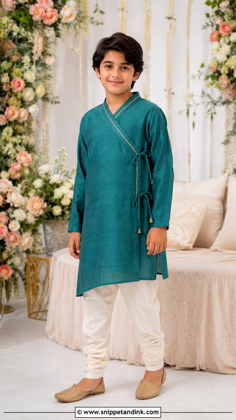 Angrakha Kurta With Pajama For Boys - Snippet and Ink - 25 Mehndi Dress for Boys Ideas