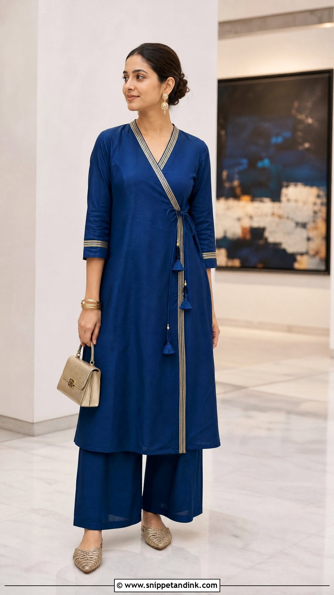 Angrakha Kurta With Wide Leg Pants - Snippet and Ink - 20 South Asian Clothes Ideas