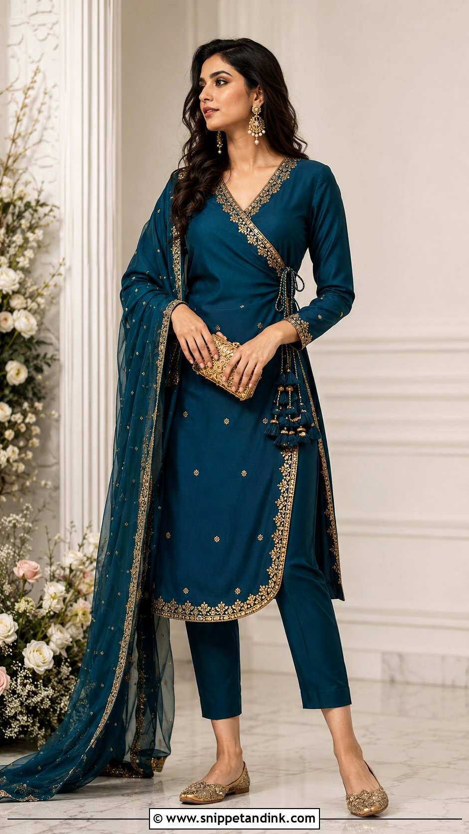 Angrakha Kurti With Cigarette Pants - Snippet and Ink - 20 Wedding Kurti Ideas