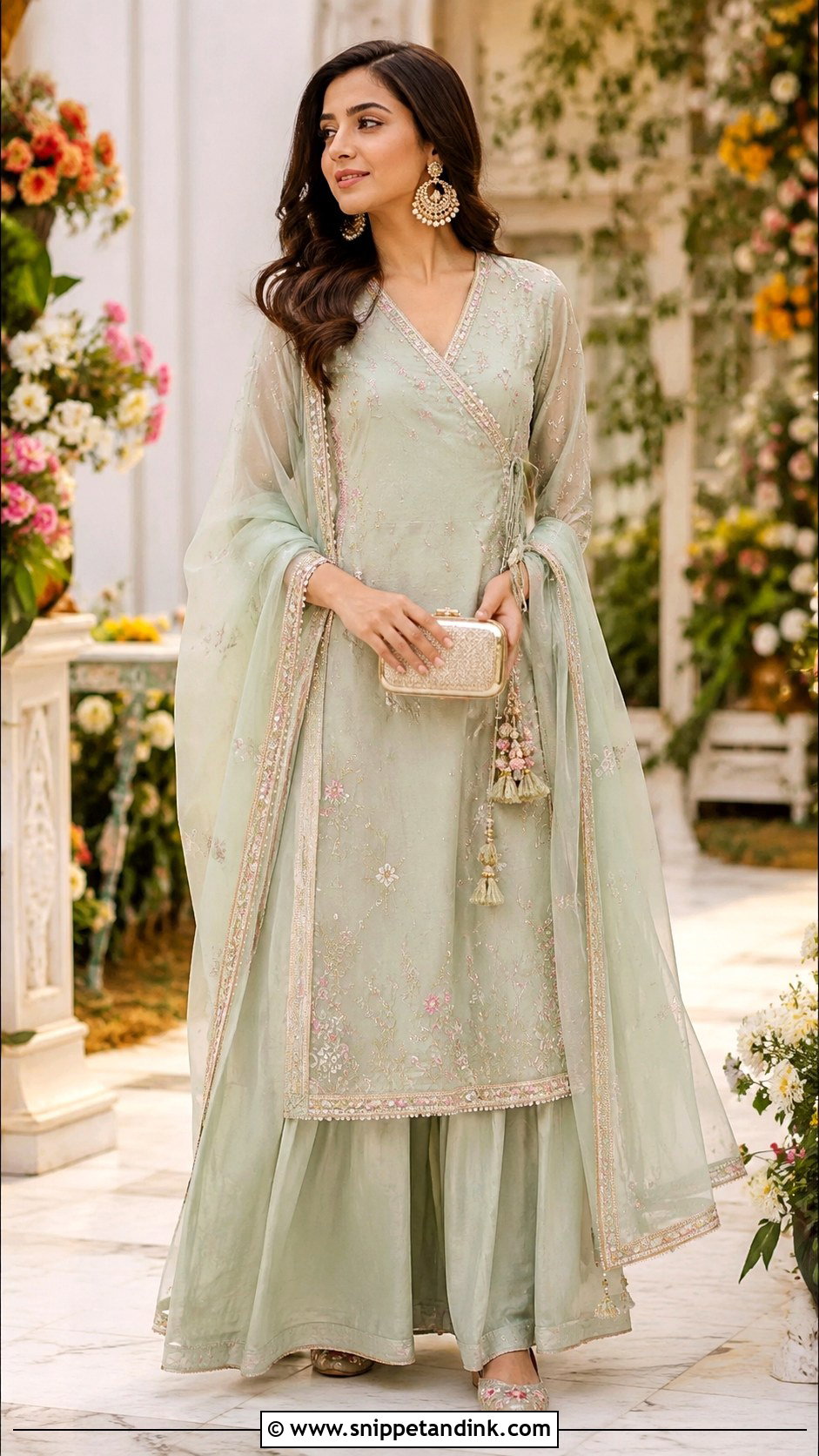 Angrakha Kurti With Palazzo Pants - Snippet and Ink - 20 Latest Kurti Designs for Wedding