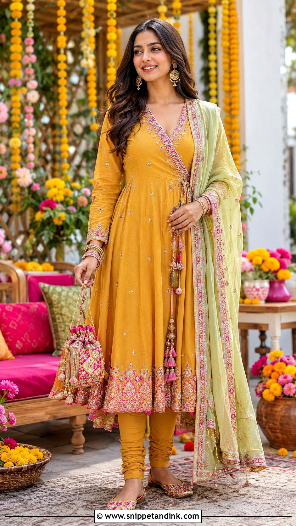 Angrakha Long Shirt With Churidar - Snippet and Ink - 20 Long Shirts for Wedding Ideas