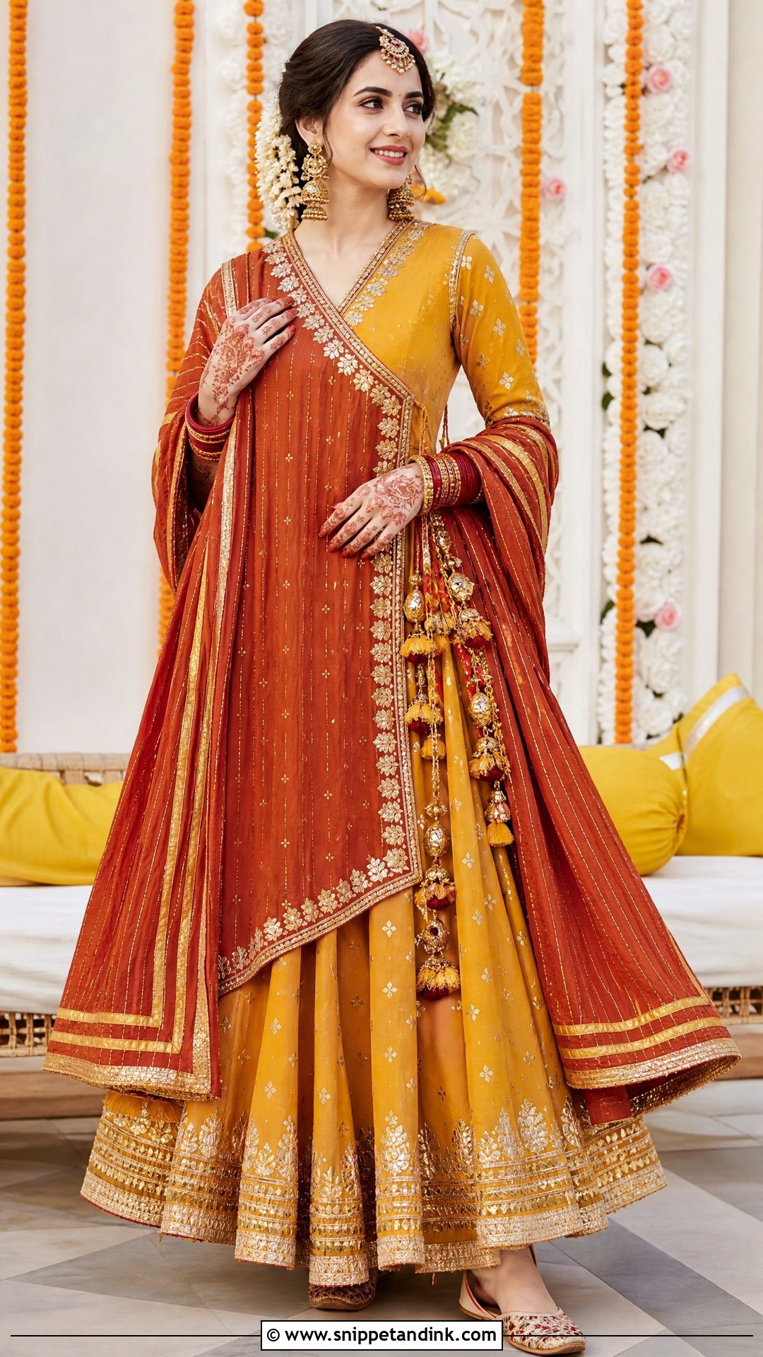 Angrakha Mehndi Dress For Bride - Snippet and Ink - 25 Mehndi Dress for Bride Pakistani Bridal Ideas