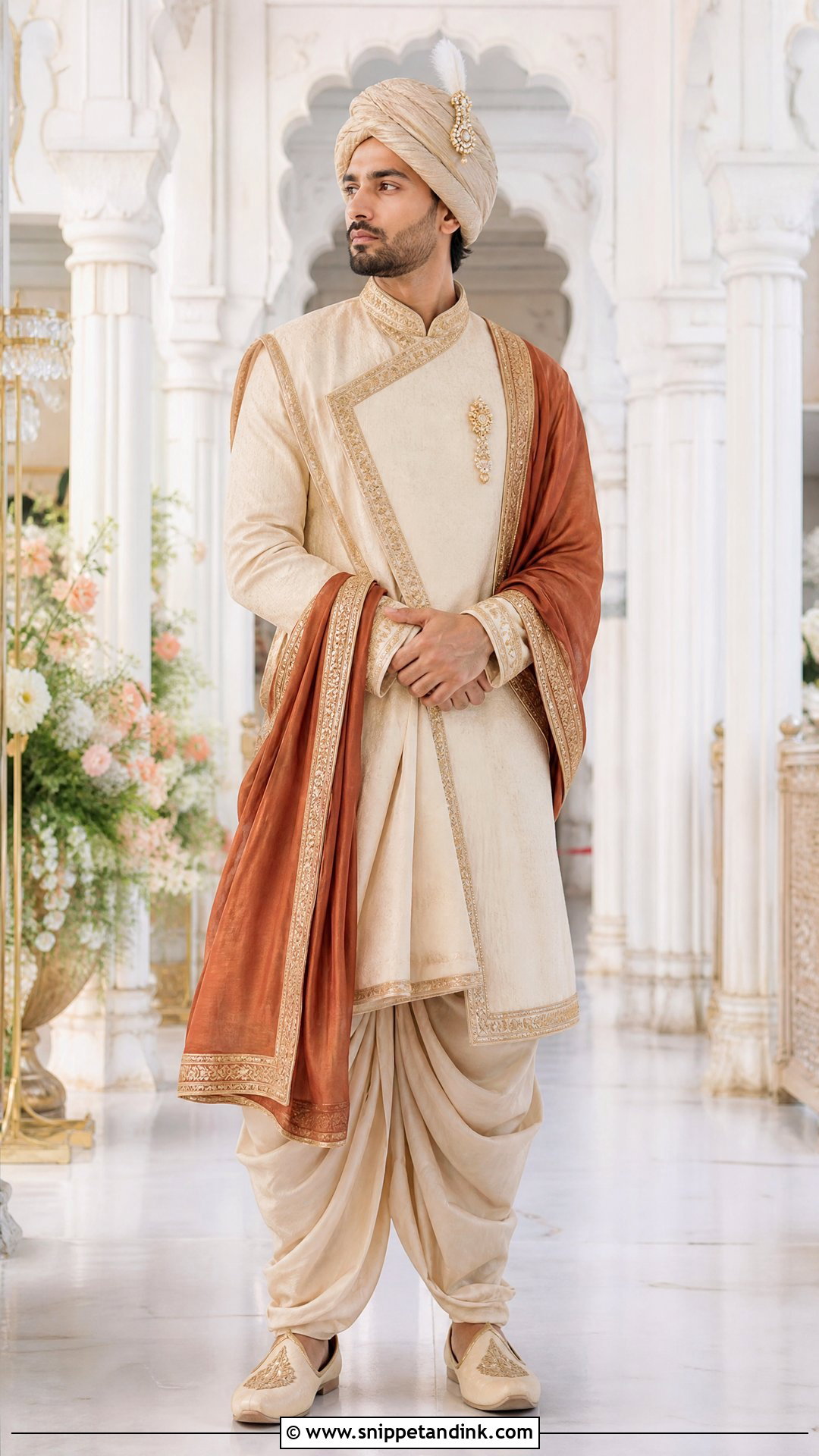 Angrakha Sherwani With Dhoti Pants - Snippet and Ink - 20 Sherwani Wedding Ideas