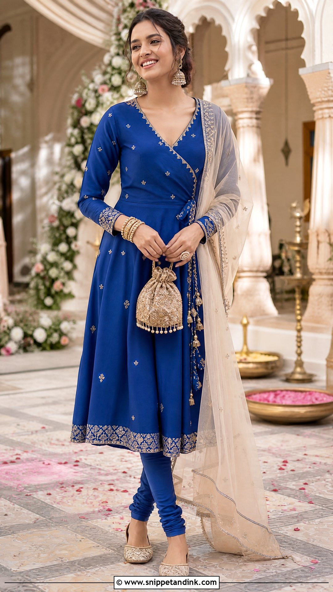 Angrakha Suit With Churidar - Snippet and Ink - 20 Suit Ideas for Women Indian Wedding